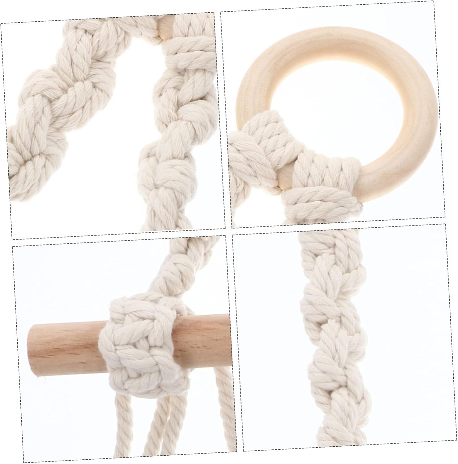 DOITOOL Wooden Toilet Paper Holder with Rope Design