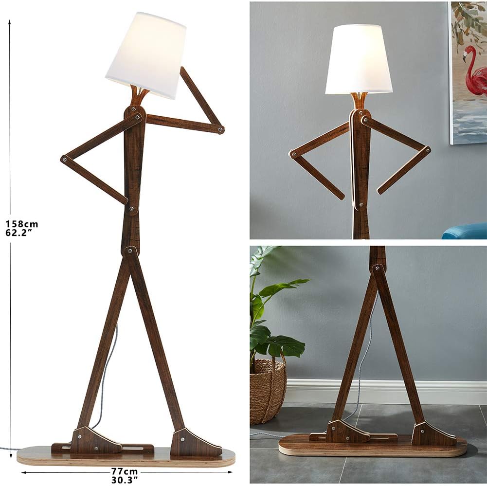 HROOME Cool Teak Floor Lamp with LED Bulb 1