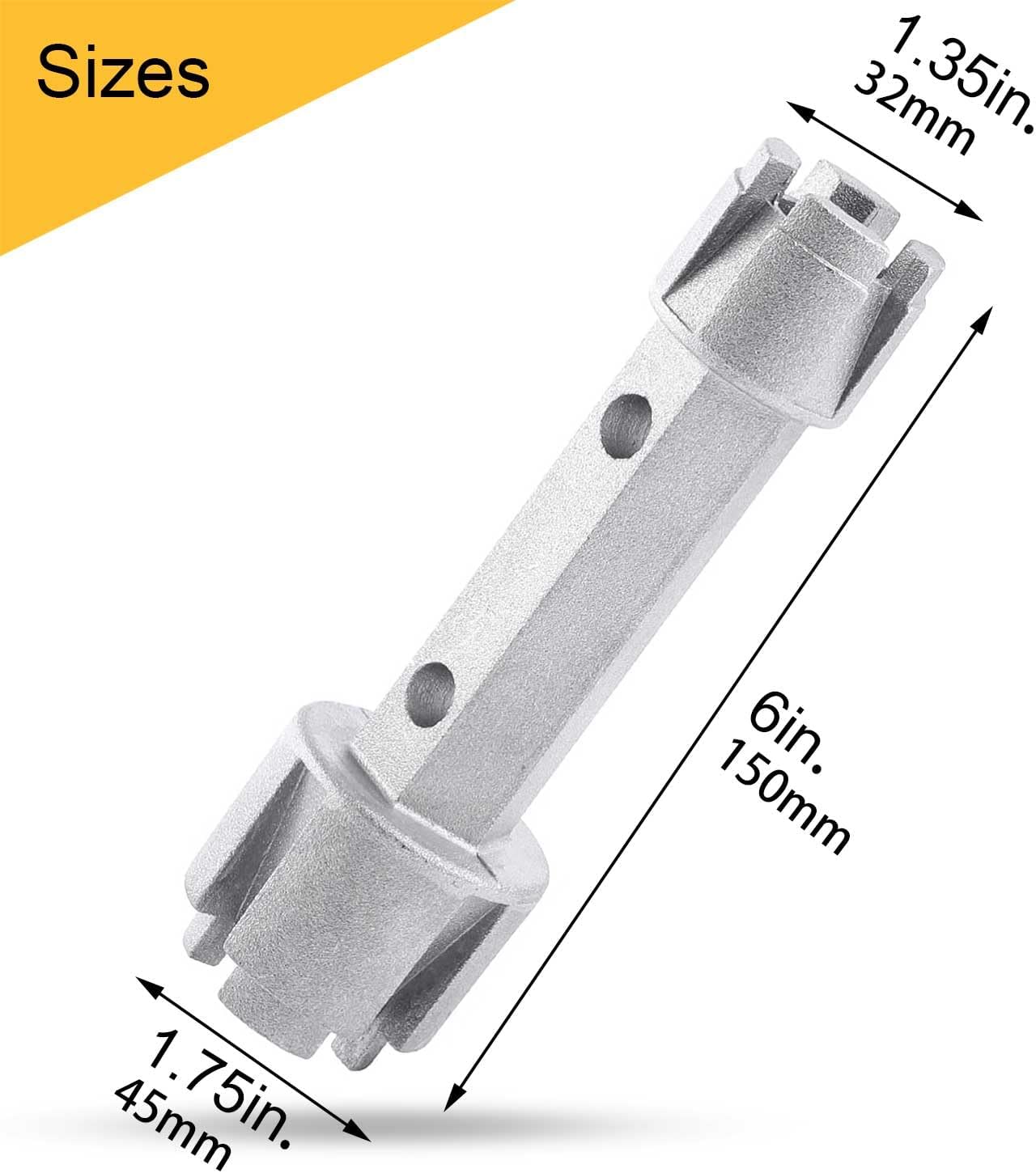 Hanpex Tub Drain Remover Wrench - Dual Ended Heavy Duty Aluminum 1