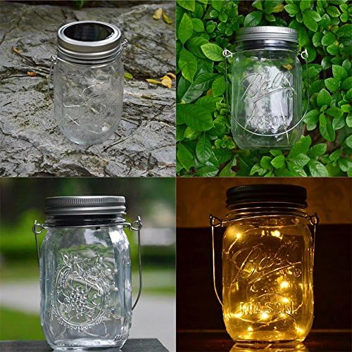 CHBKT 4-Pack Solar Mason Jar Lights with Handle and 30 LEDs