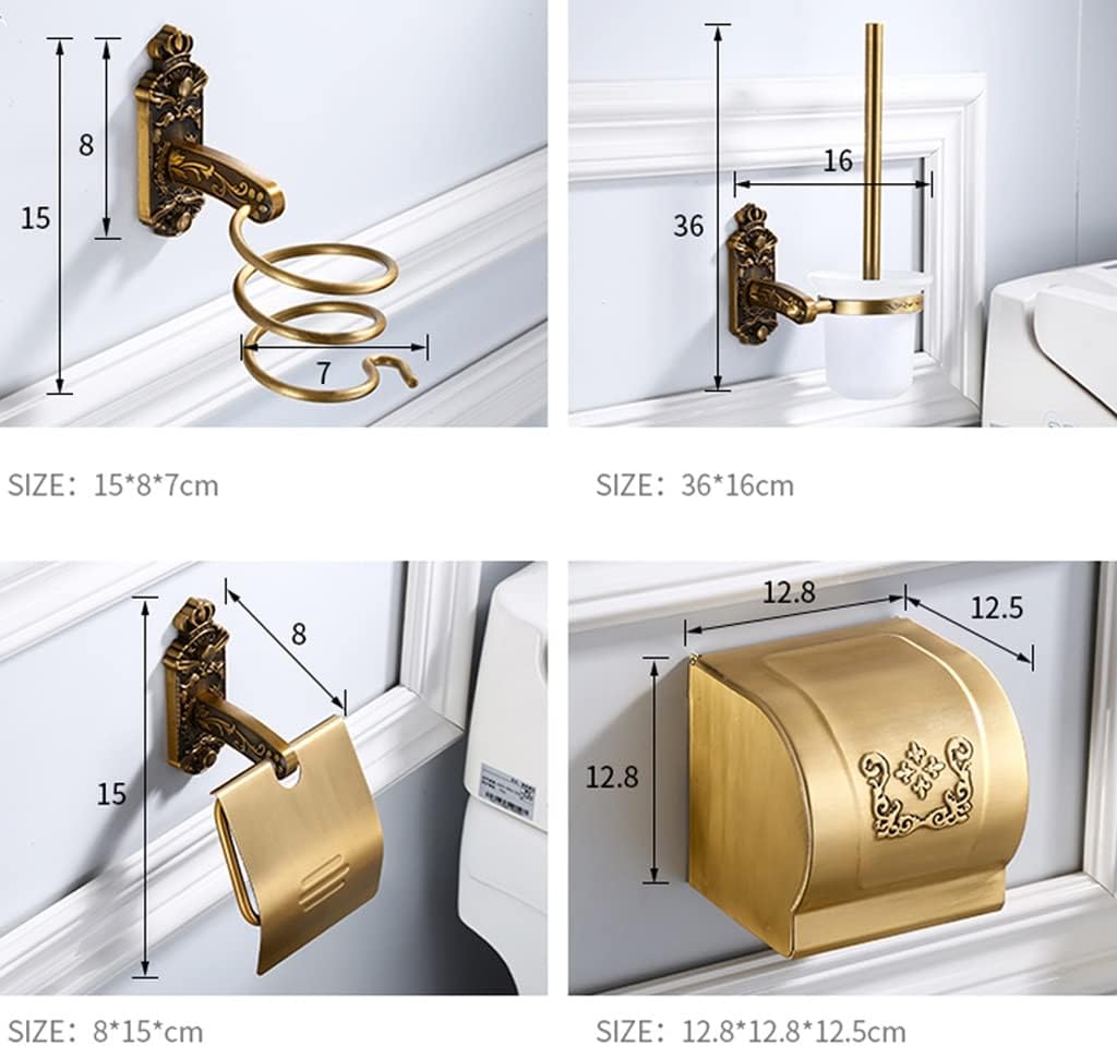 ANNBKA Antique Carved Bathroom Accessories Set with Paper Holder and Towel Rack