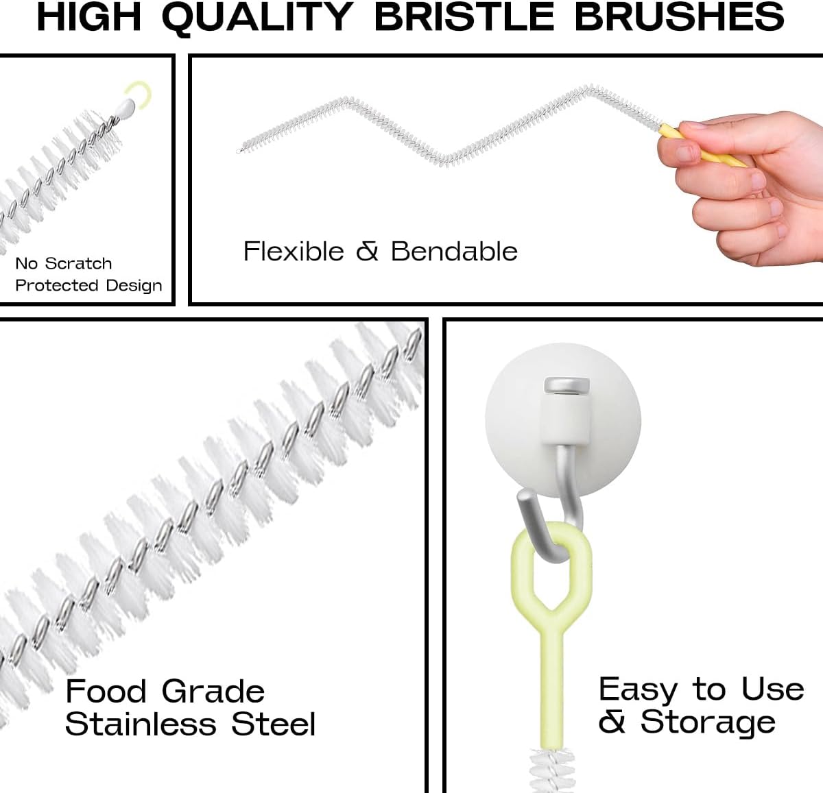 BRUSH FAMILY 12 Inch Straw Clean Brush Set