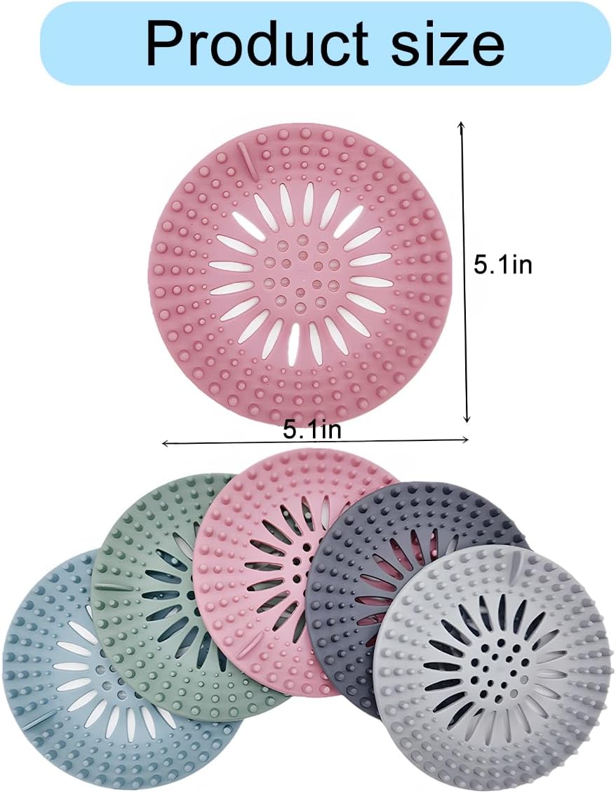 AUKEPO 5PCS Silicone Drain Hair Catcher for Bathtub and Kitchen