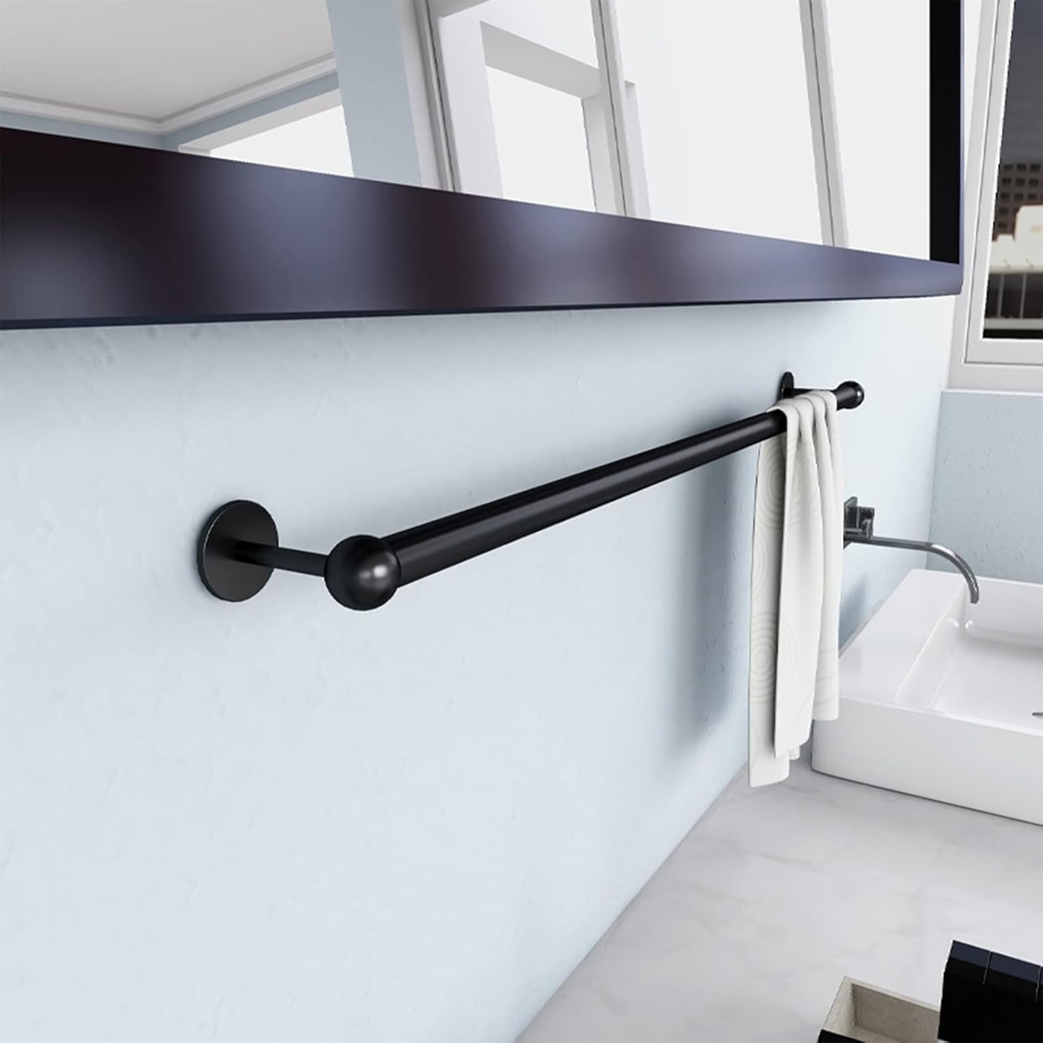Stainless Steel Matte Black Towel Holder Bar 20cm 1