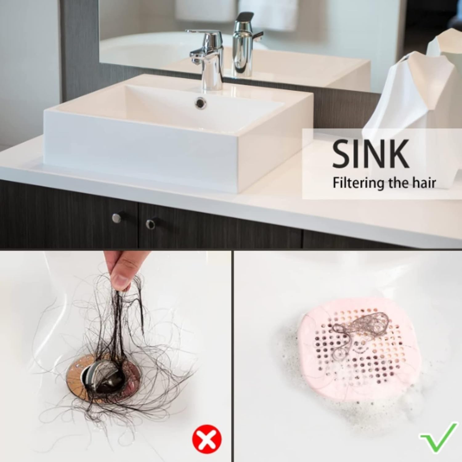 Silicone Hair Catcher Drain Cover for Shower and Bathtub