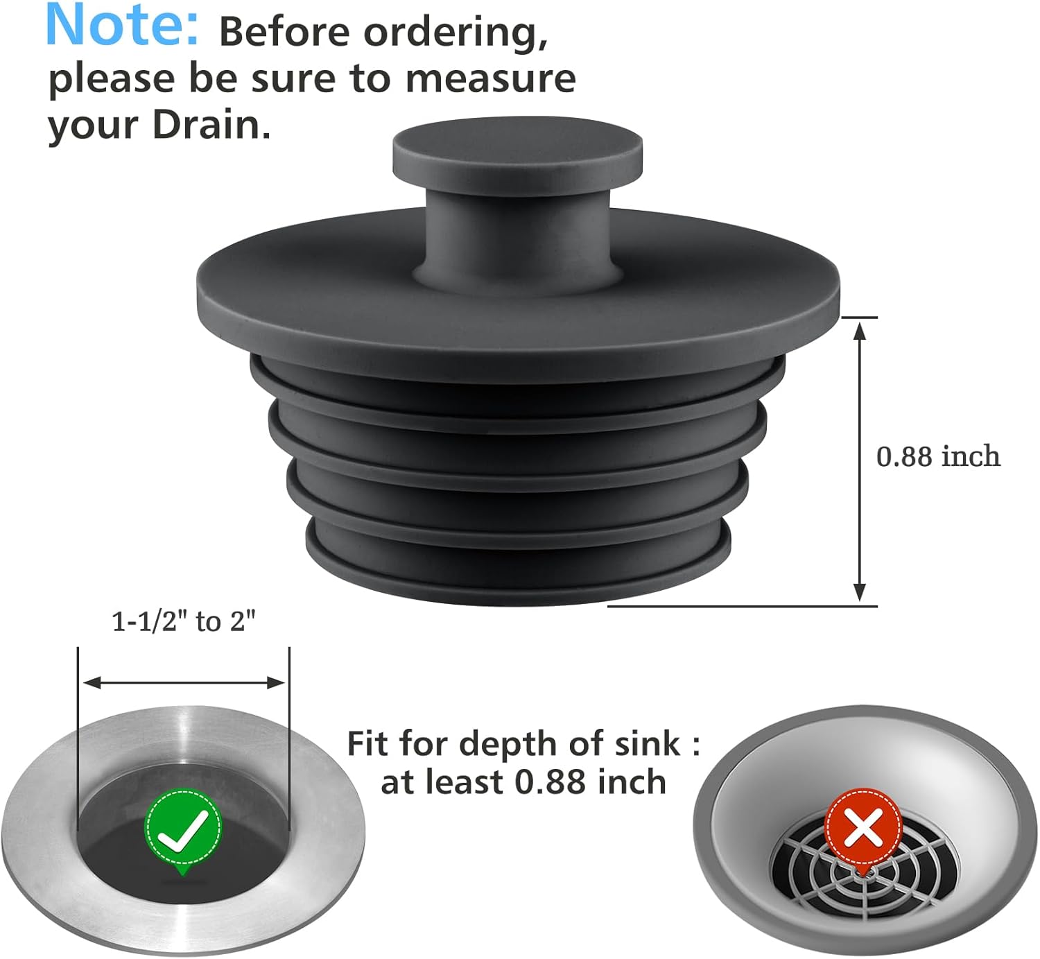 Aluvor 2Pcs Bathtub Sink Drain Stopper Set