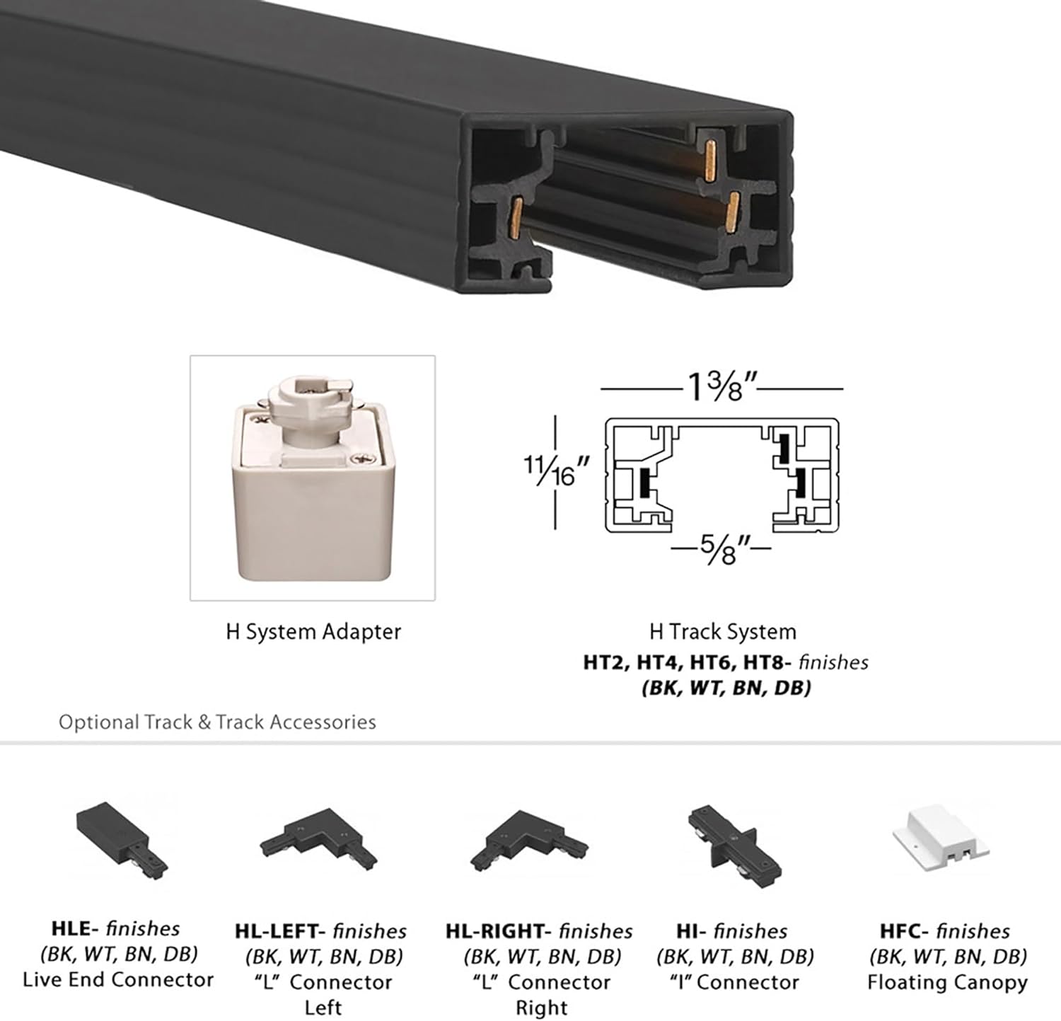 WAC Lighting 8FT H Track Single Circuit Field Cuttable Black