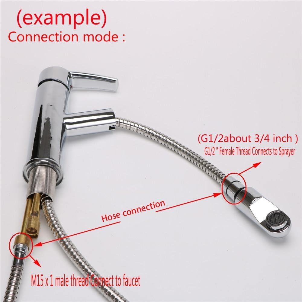 Stainless Steel Chrome Pull Out Faucet Hose Replacement