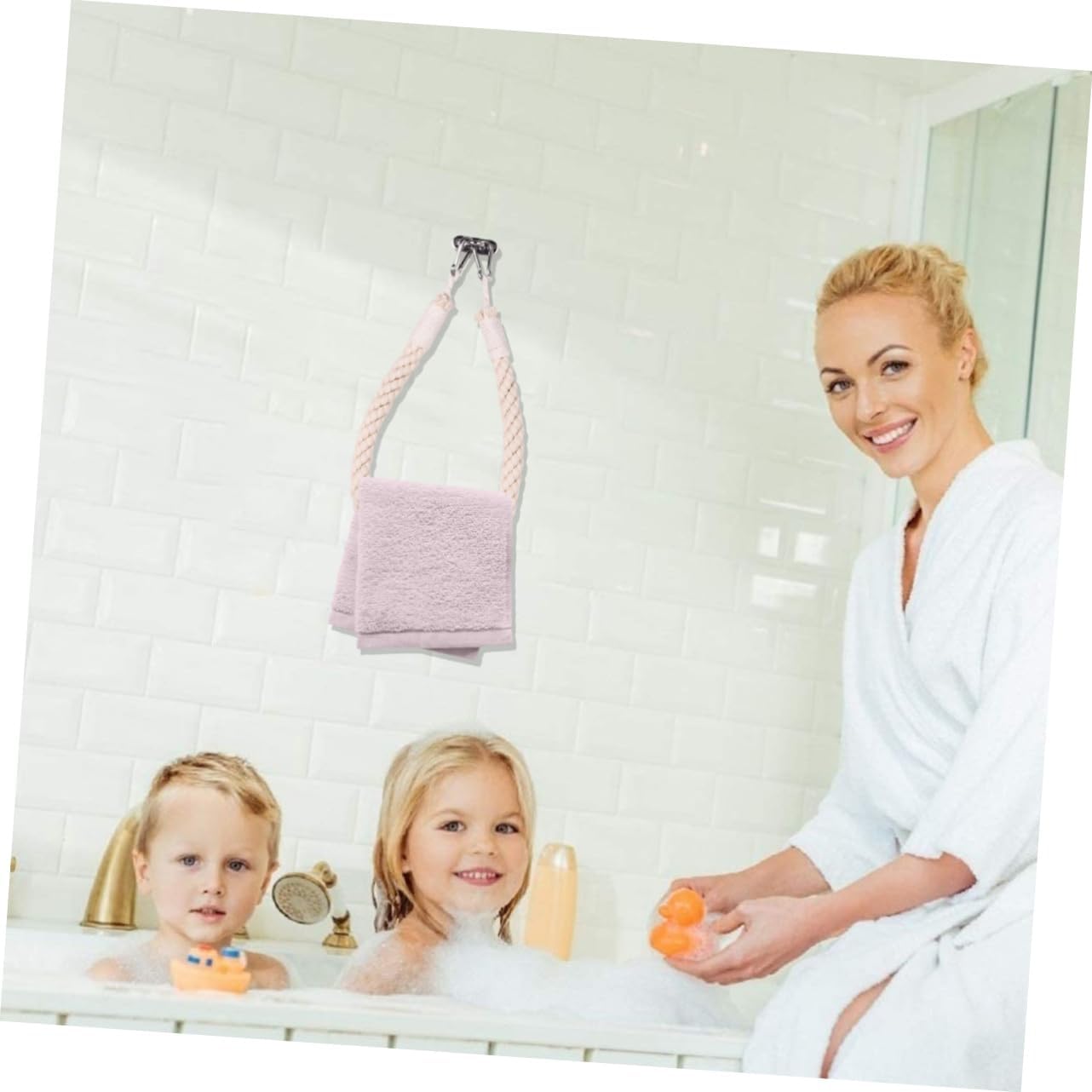 DIYEAH Cotton Linen Rope Towel Holder Wall Mount