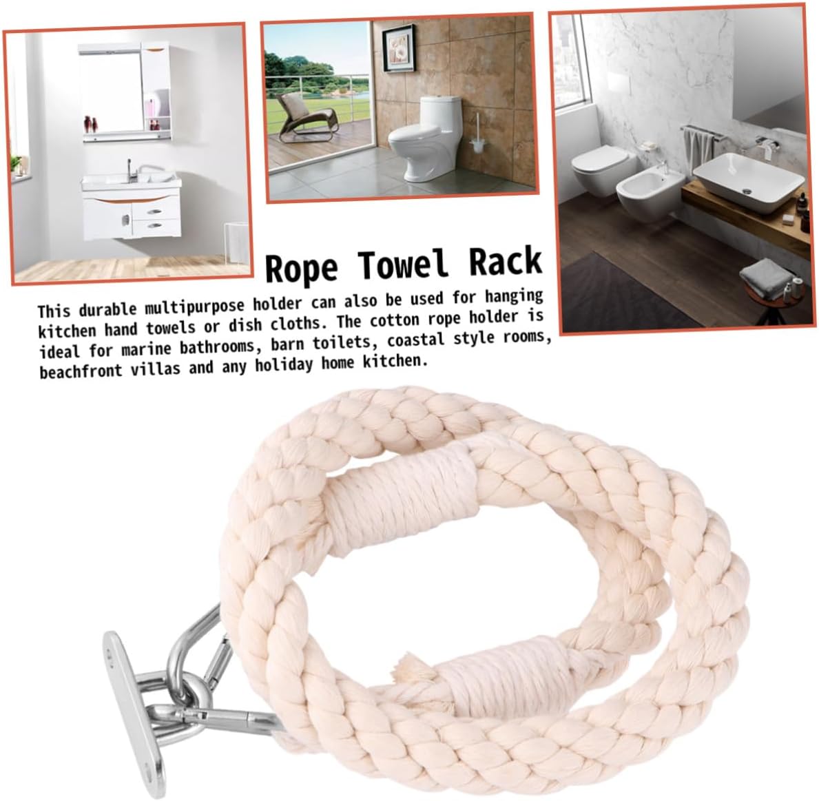 LIFKICH Nautical Rope Toilet Paper Holder with Stainless Steel Bracket 1