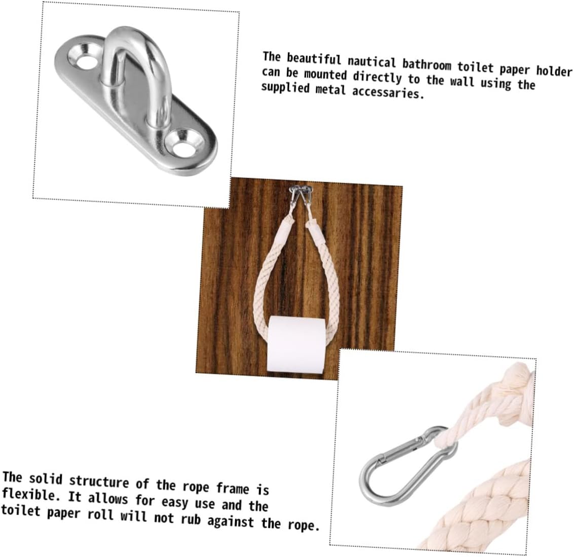 Nautical Rope Toilet Paper Holder with Stainless Steel Bracket