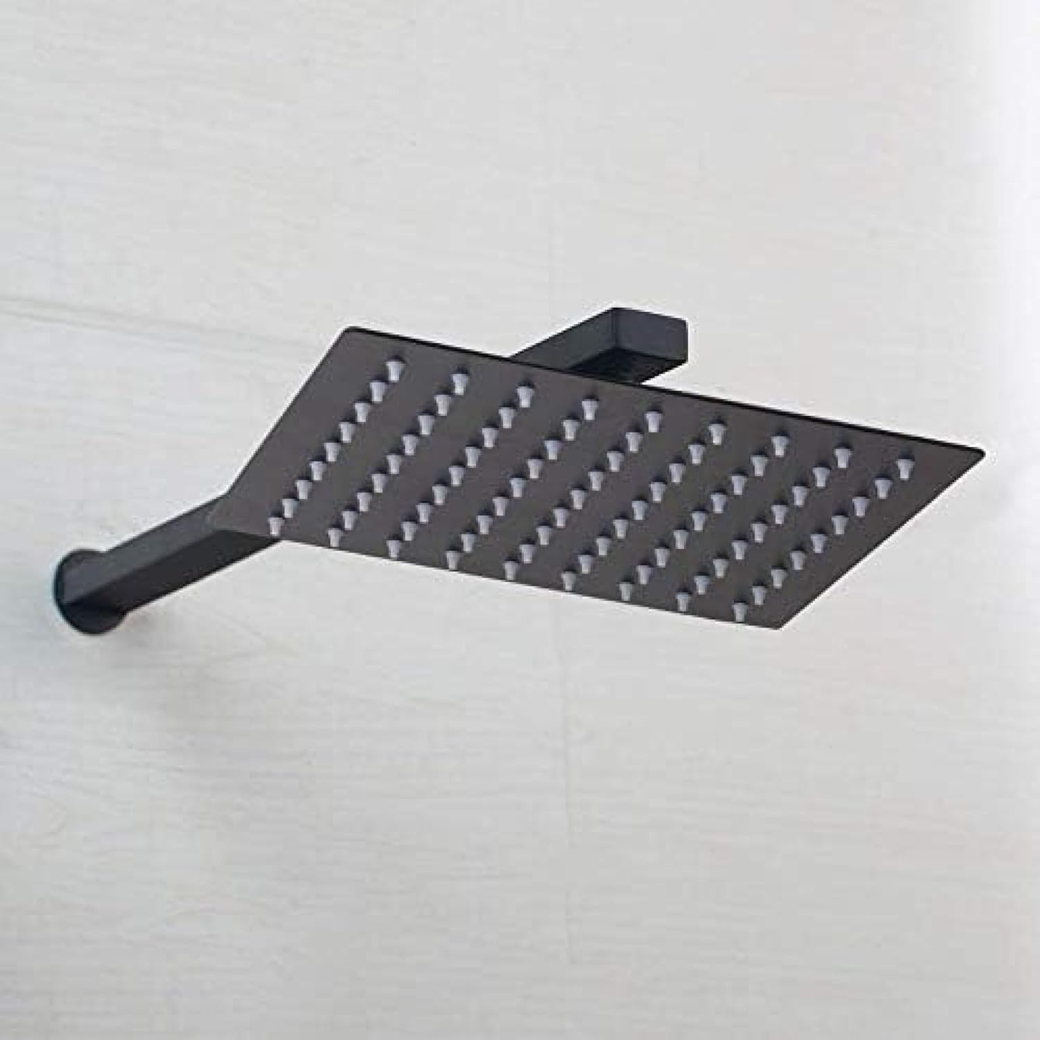 TECKI Black Ultra-thin Wall Mounted Rain Shower Head Faucet