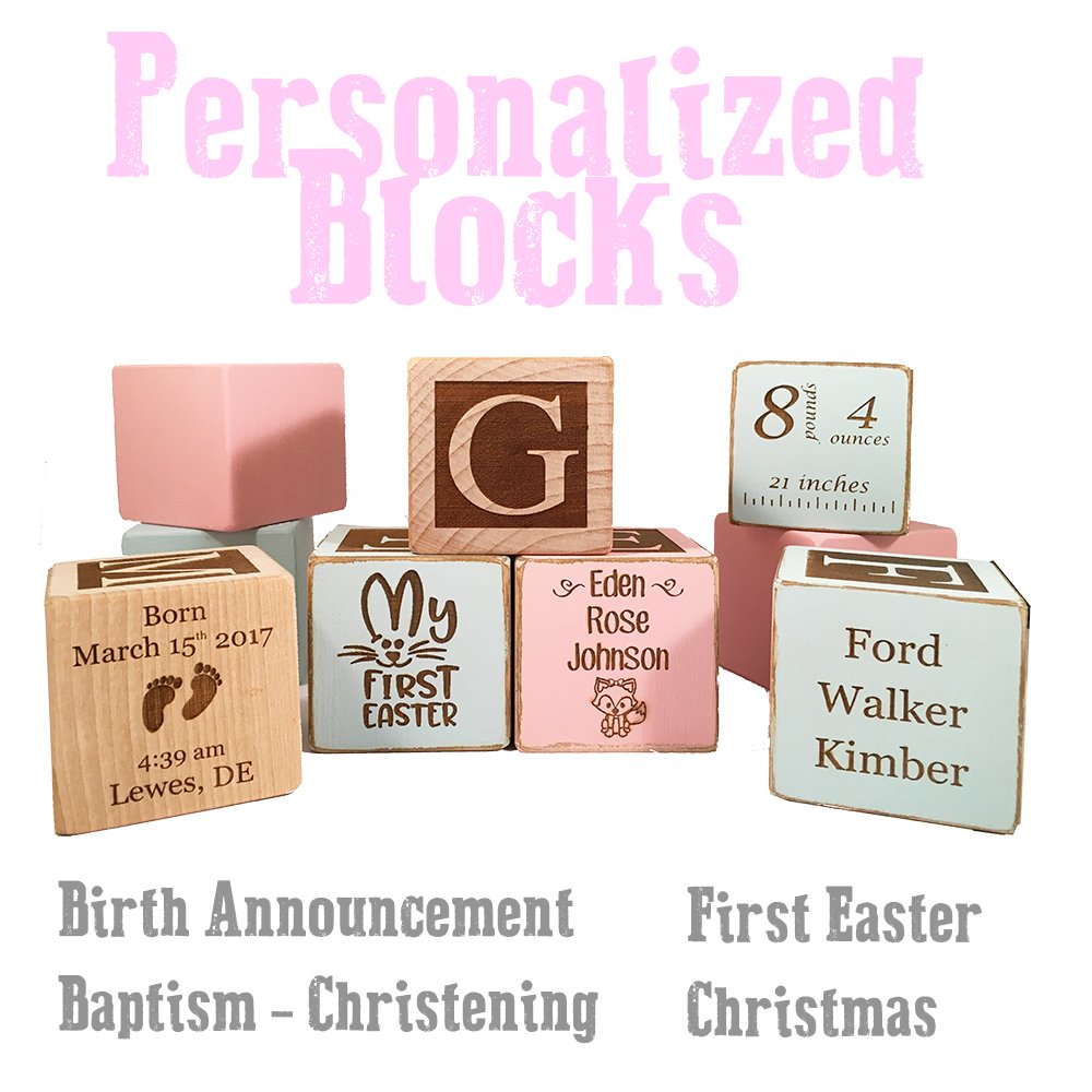 Personalized Wooden Baby Block - Newborn Gift for Boy or Girl
