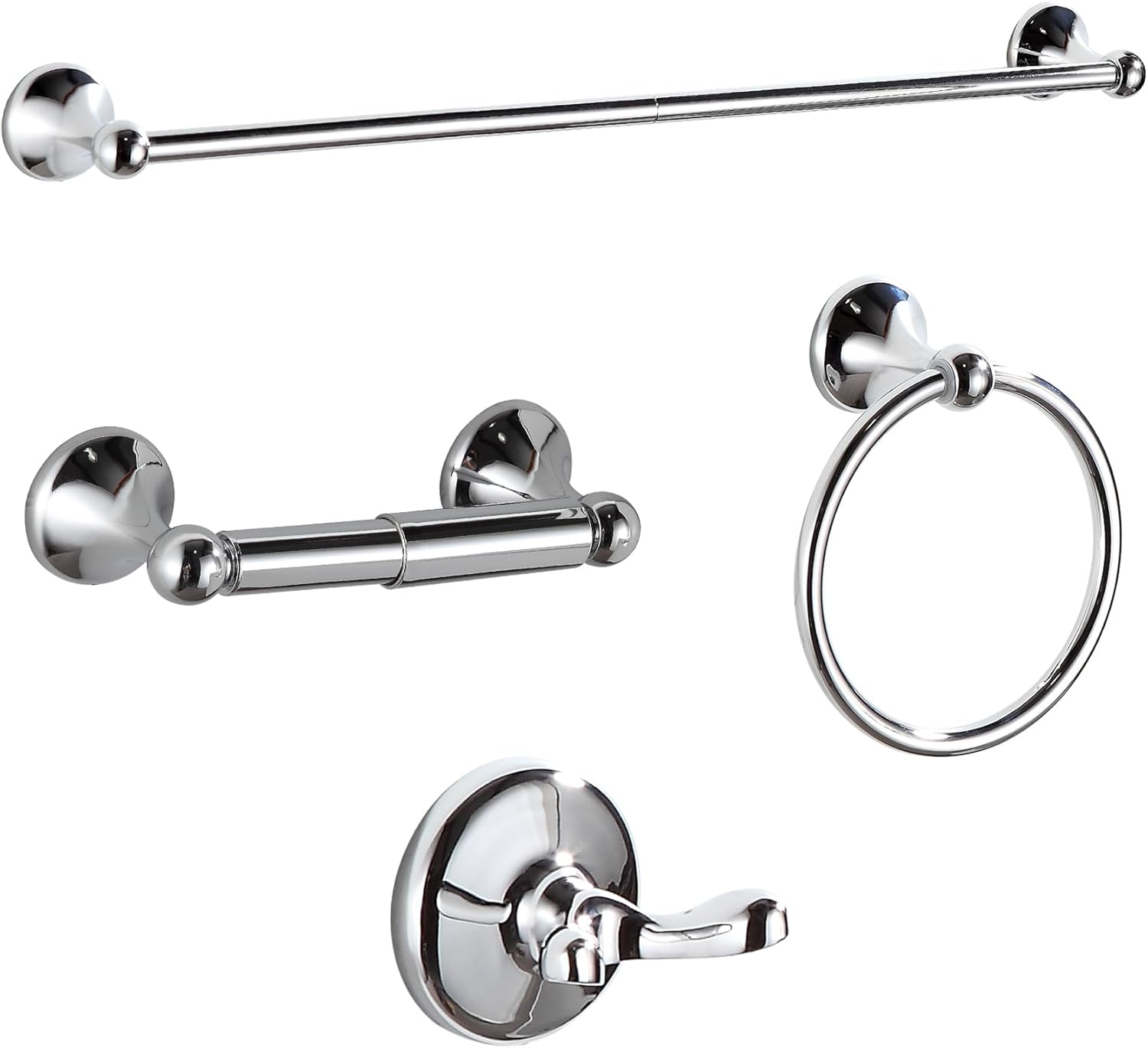 BGL 4-Piece Chrome Adjustable Towel Bar Set