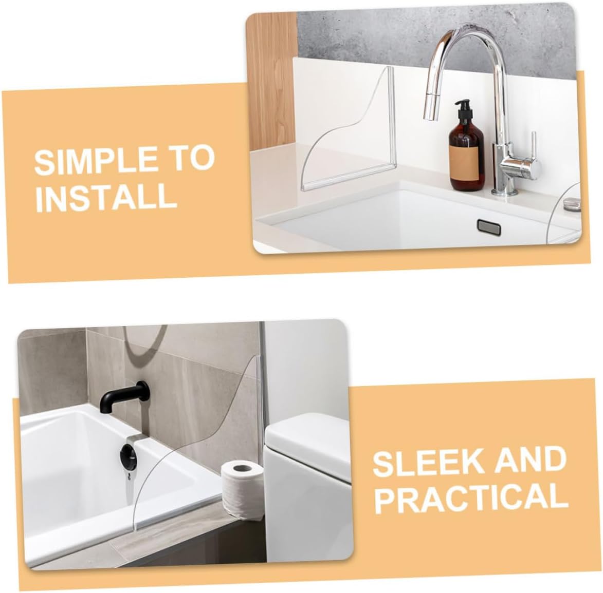 2Pcs Transparent Acrylic Water Barrier for Bathtubs Sinks 1