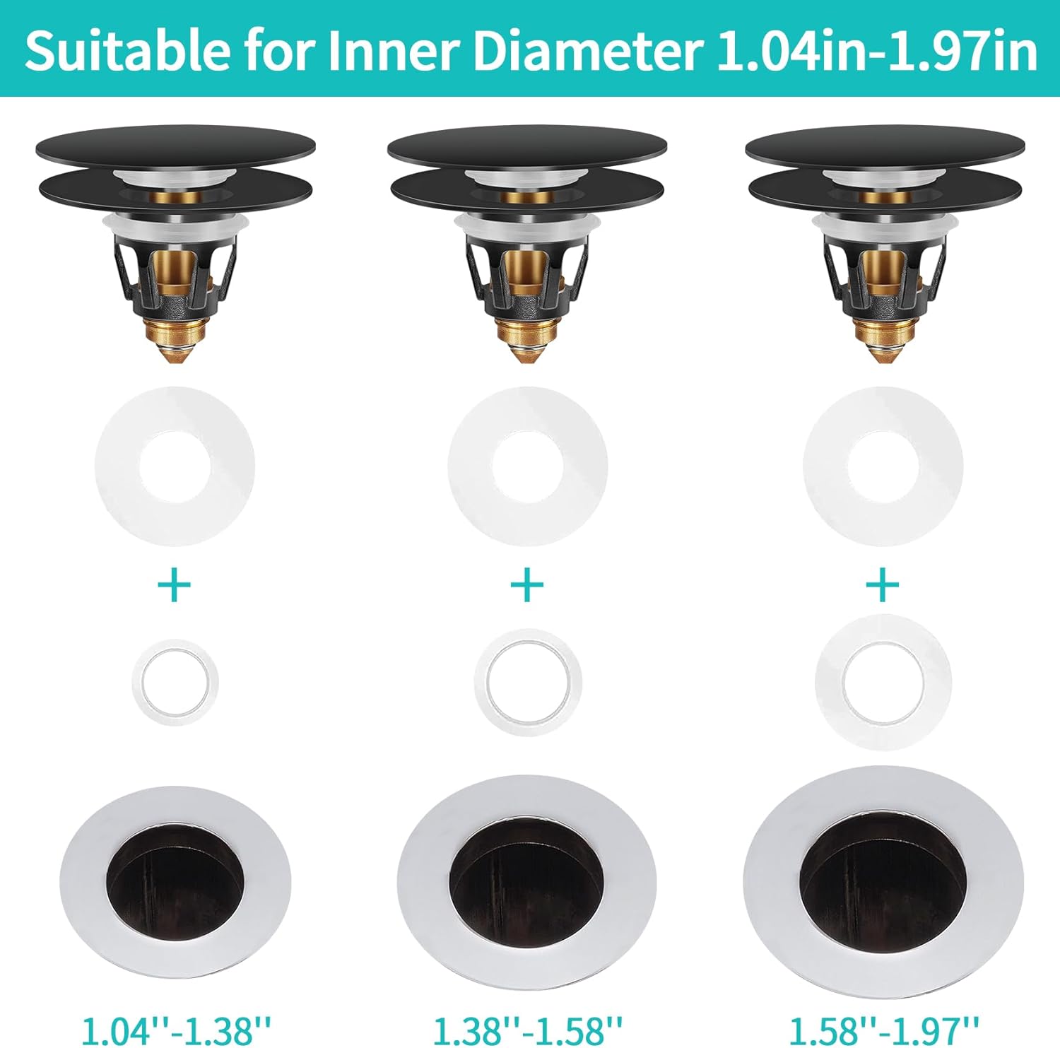 Universal Sink Stopper with Hair Catcher - 104-197 Inch Drain Hole