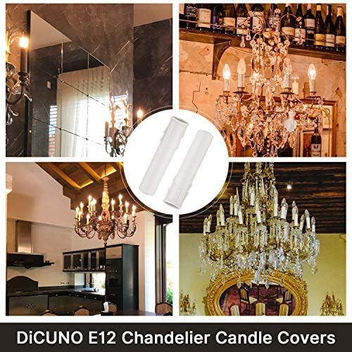 DiCUNO E12 Candle Socket Covers 6 Pcs 4 Inch Candelabra Base Plastic Sleeves