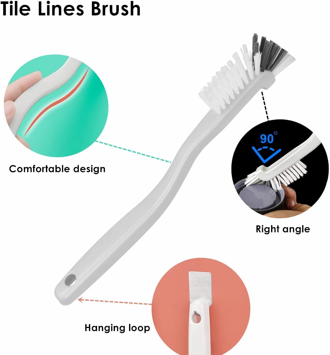 JIANYI 90 Right Angle Scrub Brush for Kitchen Sink and Tight Spaces