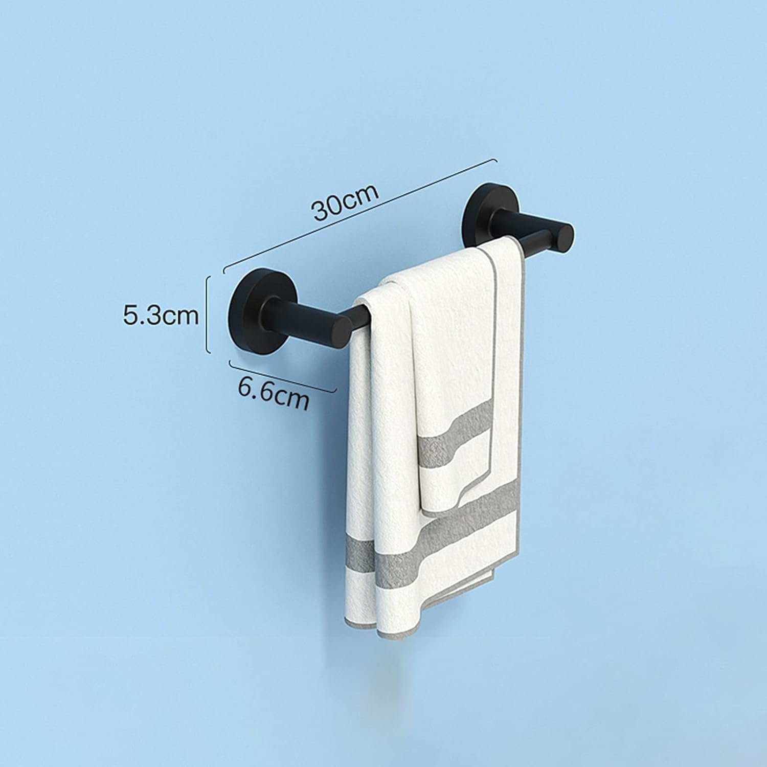Round Towel Rack Stainless Steel Wall Mounted Black Towel Rod Holder 30Cm 100Cm