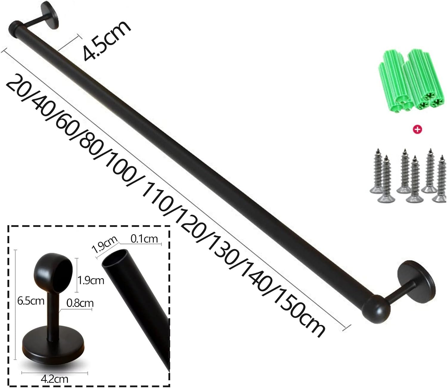 Stainless Steel Matte Black Towel Holder Bar 20cm 1