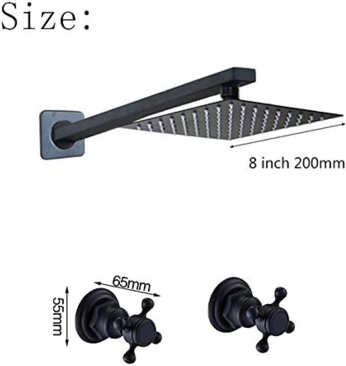TECKI Black Ultra-thin Wall Mounted Rain Shower Head Faucet