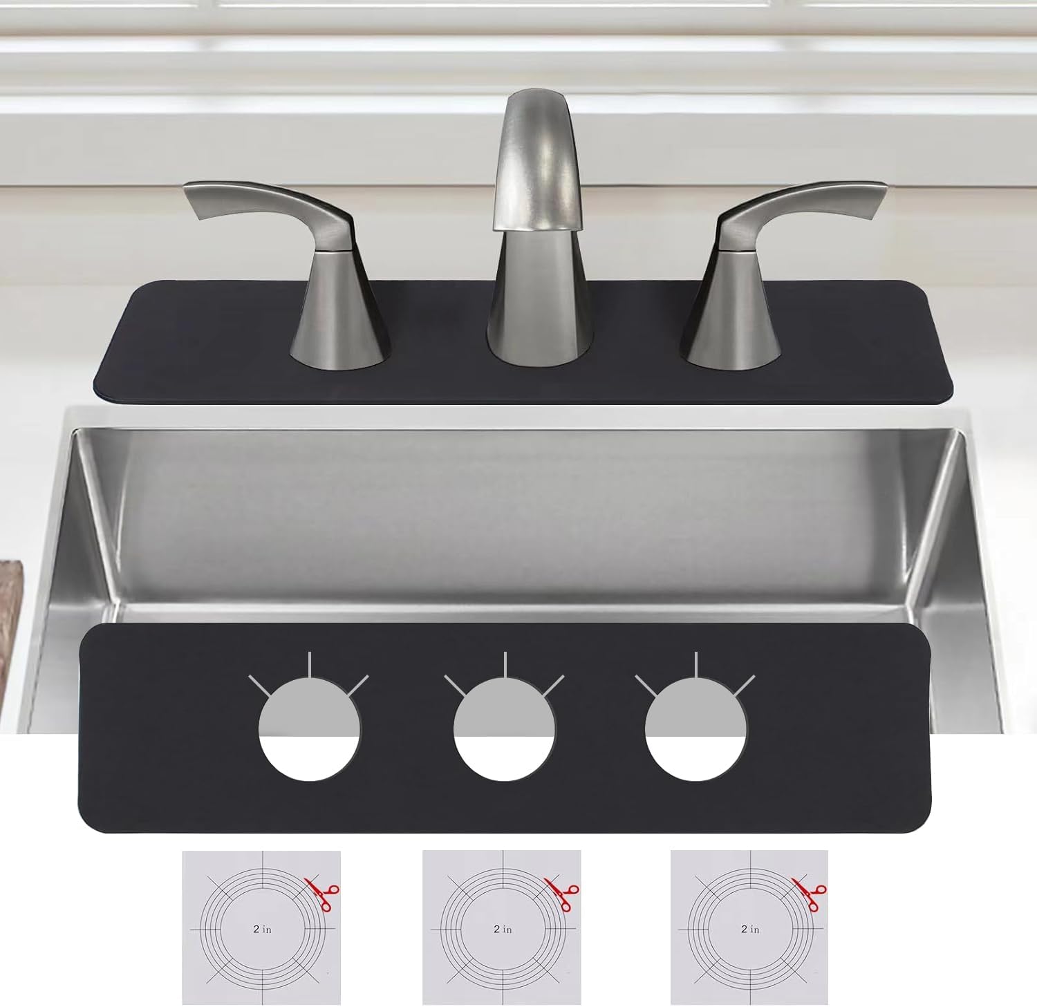 OIEKUN 2 Pcs DIY 3 Hole Sink Splash Guard