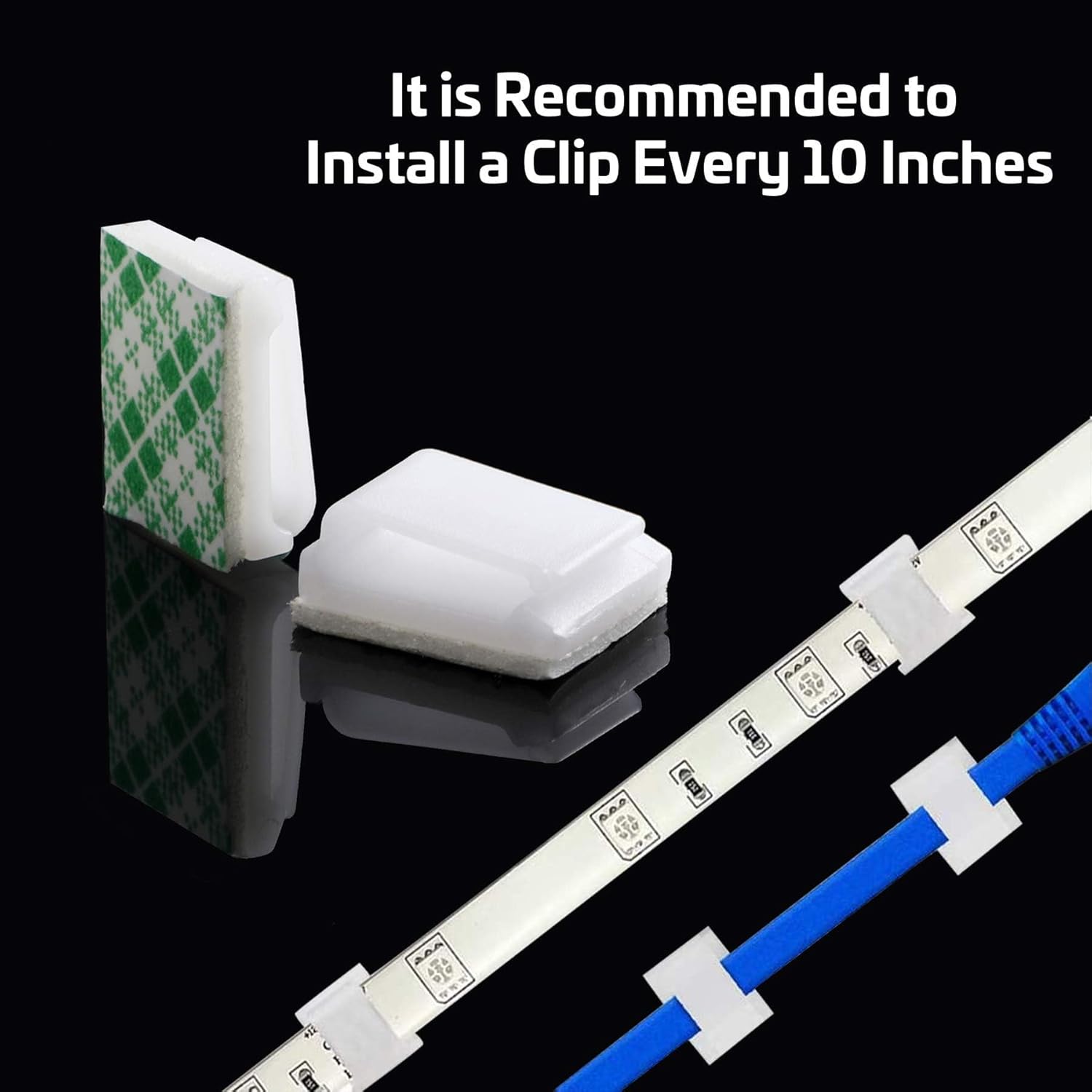 80 PCS LED Light Strip Clips 10mm White Self Adhesive Mounting Holders