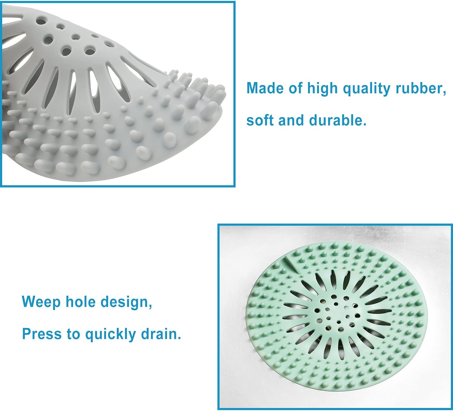 VALFLUIDS Hair Catcher Drain Cover for Shower Sink Tub - 5 Pack