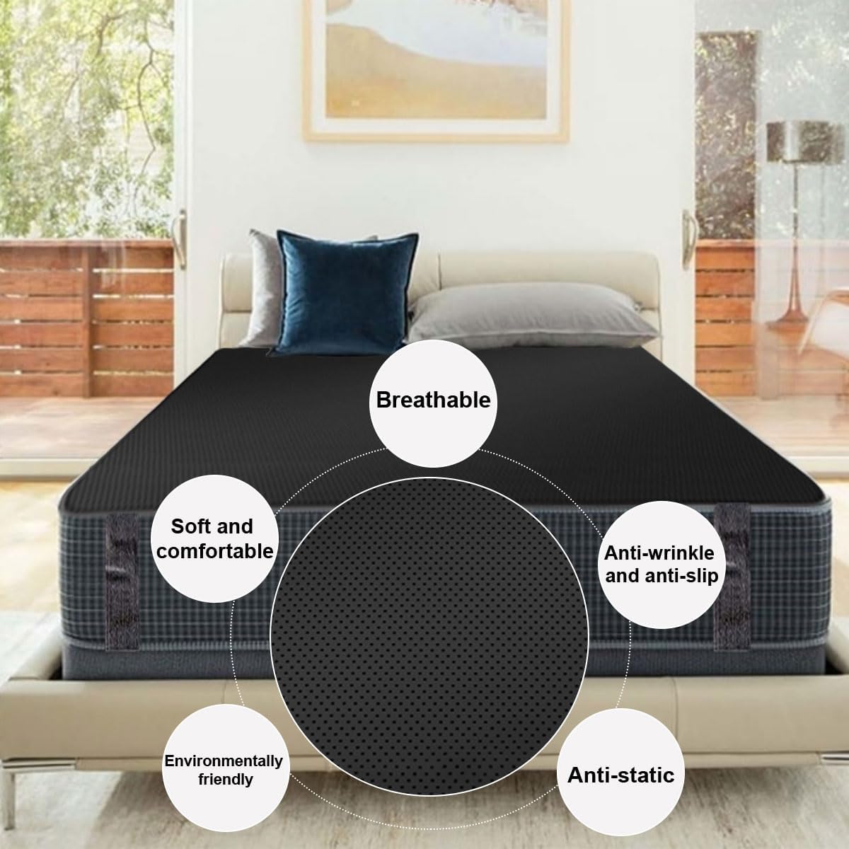 LOSUVERO Grounding Mat for Bed - Breathable Carbon Leatherette