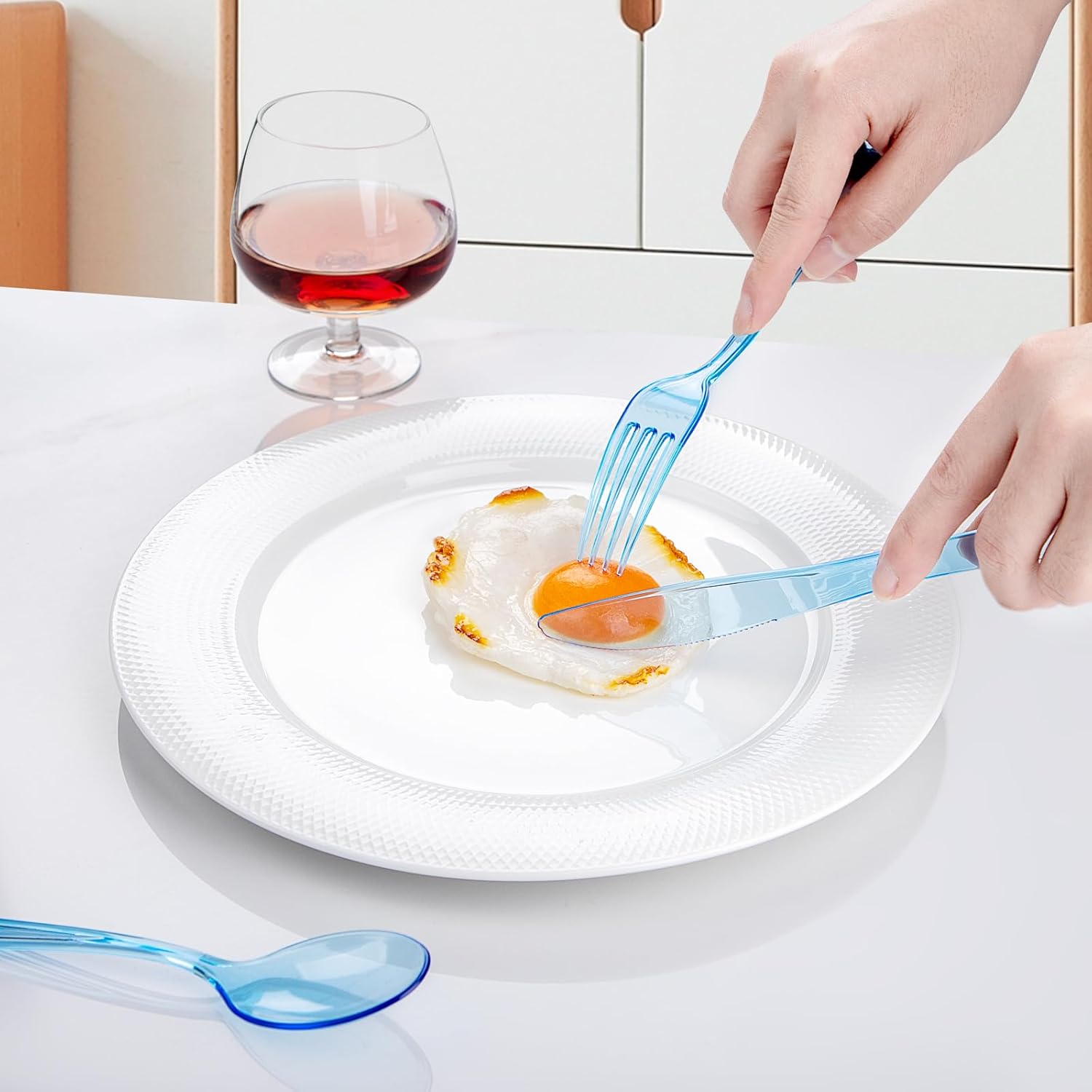 WDF Blue Plastic Cutlery Set 180 Pieces for Parties