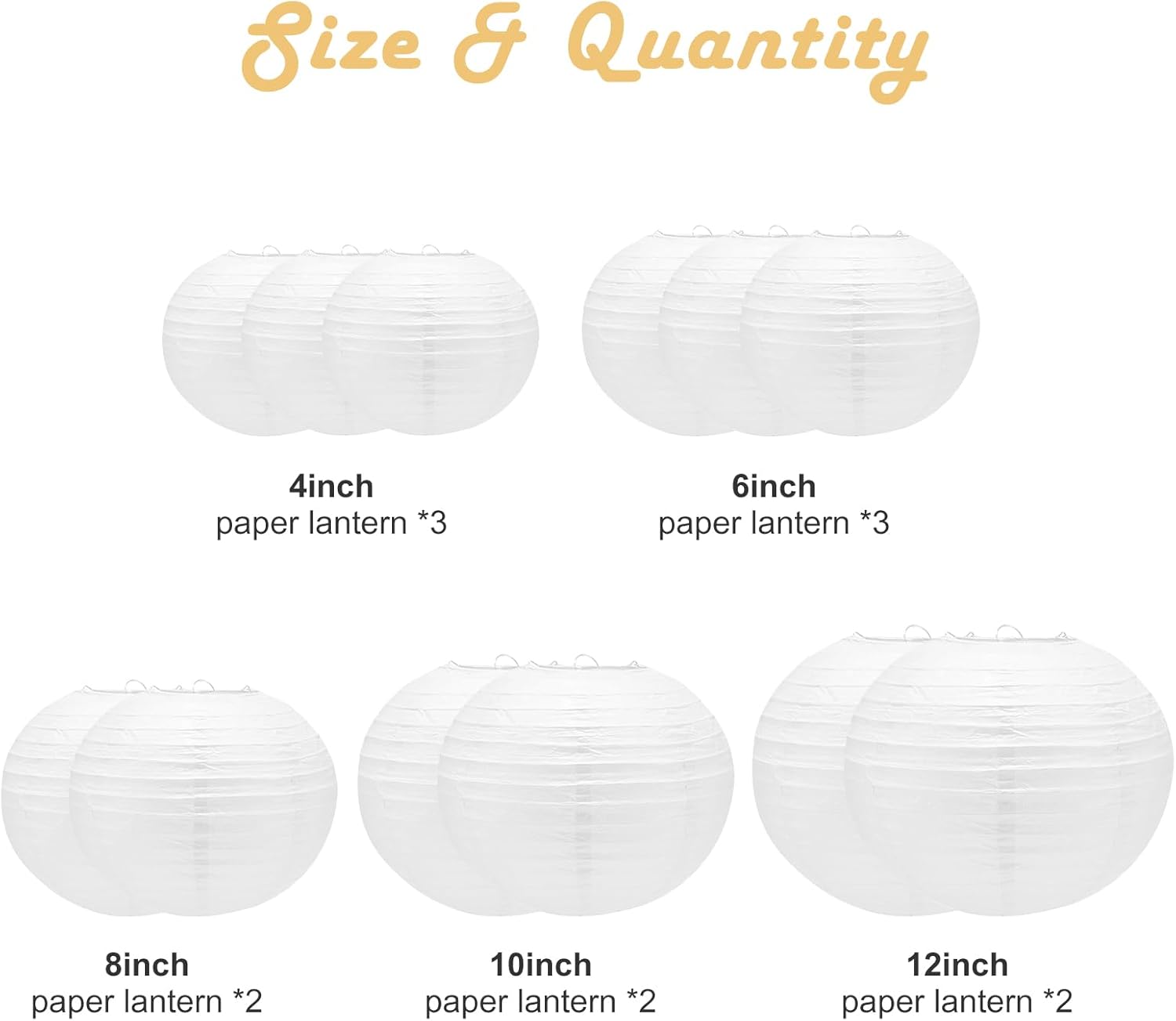 12 Pack White Paper Lanterns with Hooks and String 1