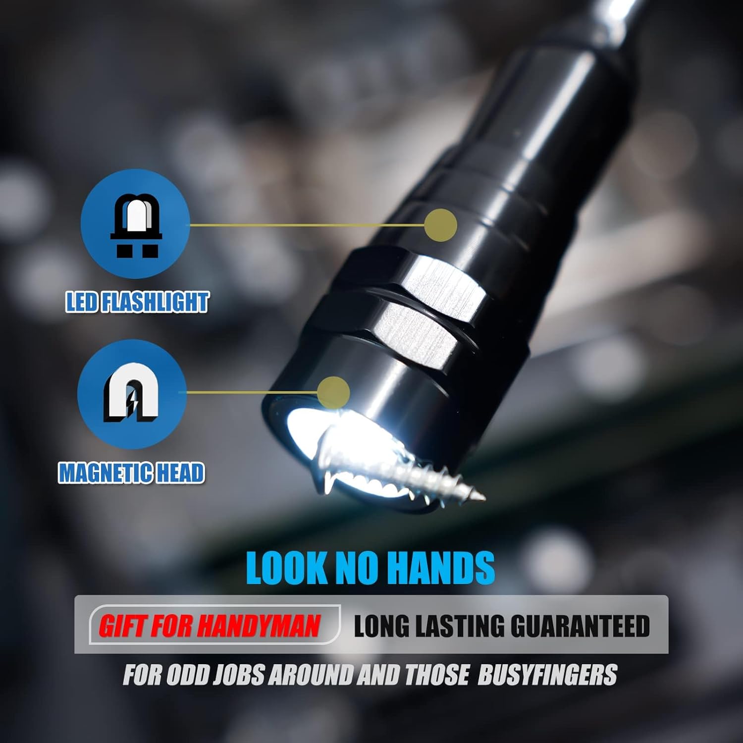 VIBELITE Extendable Magnetic Flashlight - 22 Inches 3 LED Black