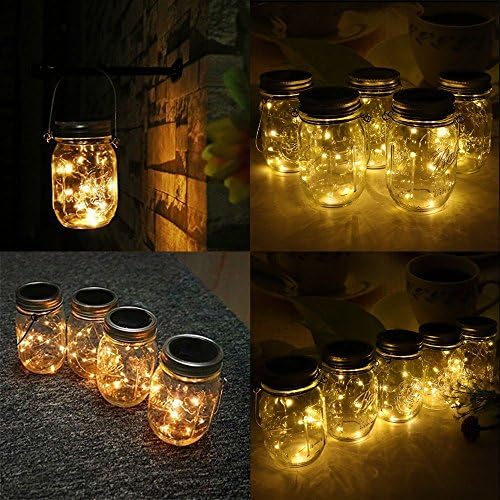 CHBKT 4-Pack Solar Mason Jar Lights with Handle and 30 LEDs