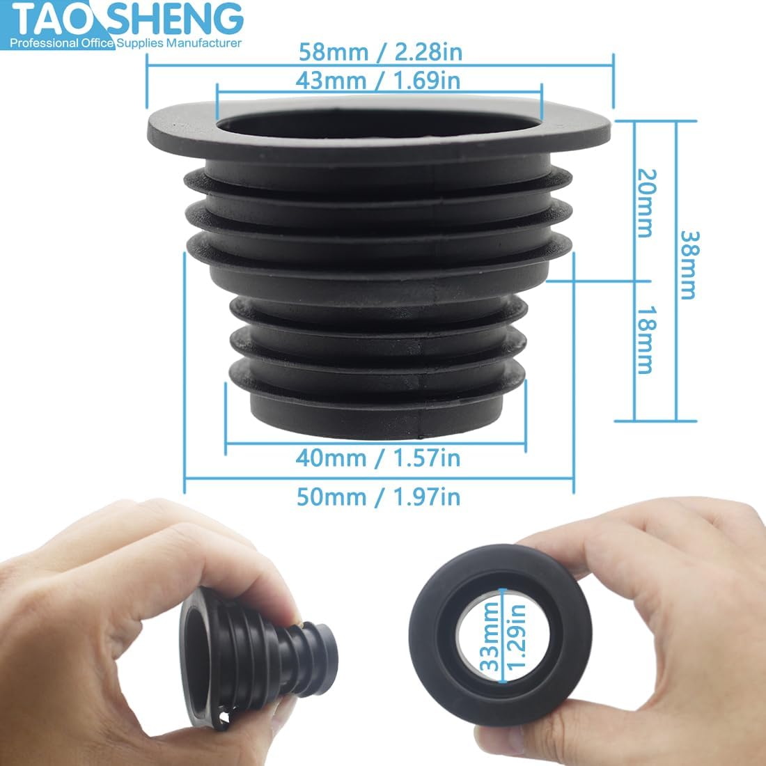 Universal Fit Black Silicone Drain Plug 3 Pack