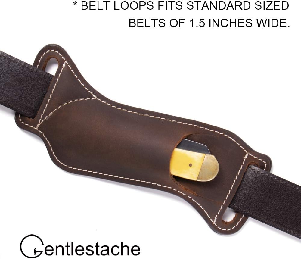 Gentlestache Leather Knife Sheath for Belt EDC Pocket Knife Carrier