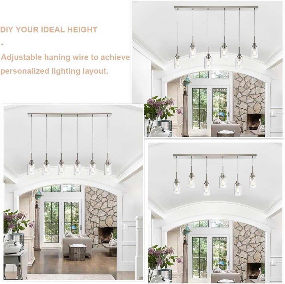 WINSHEN 6-Lights Pendant Kitchen Island Light