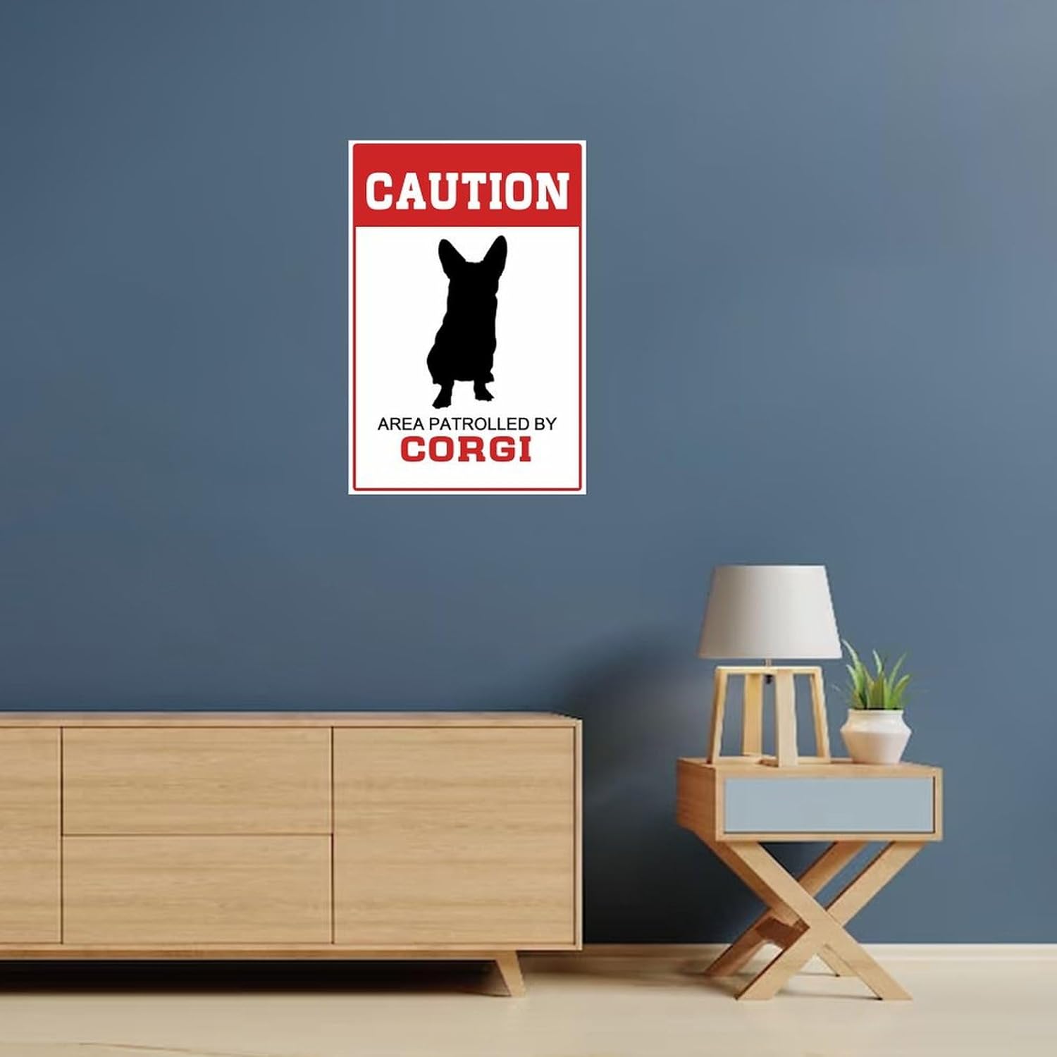 Autravelco Area Patrolled by Dog Corgi Wall Decal