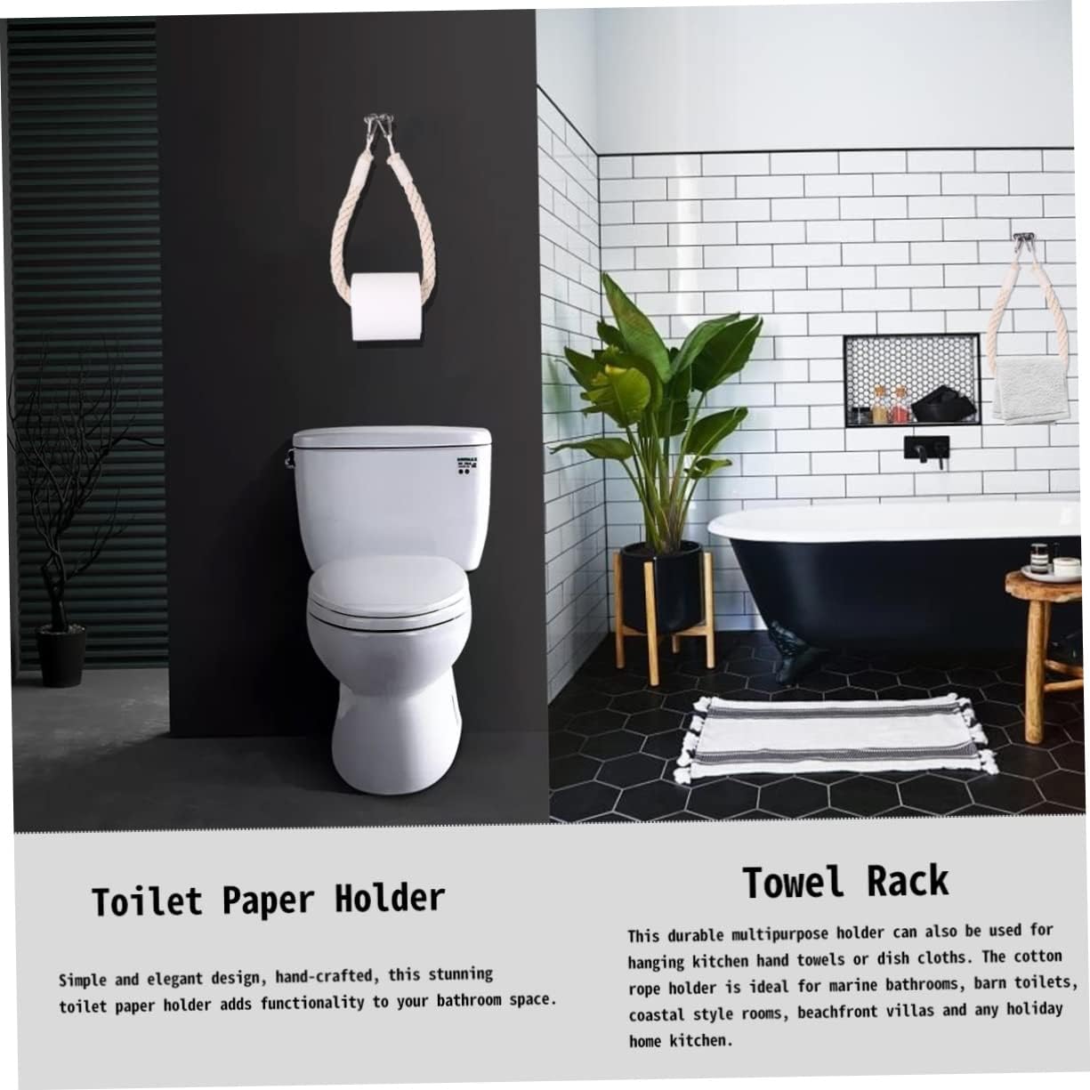 Nautical Rope Toilet Paper Holder with Bracket