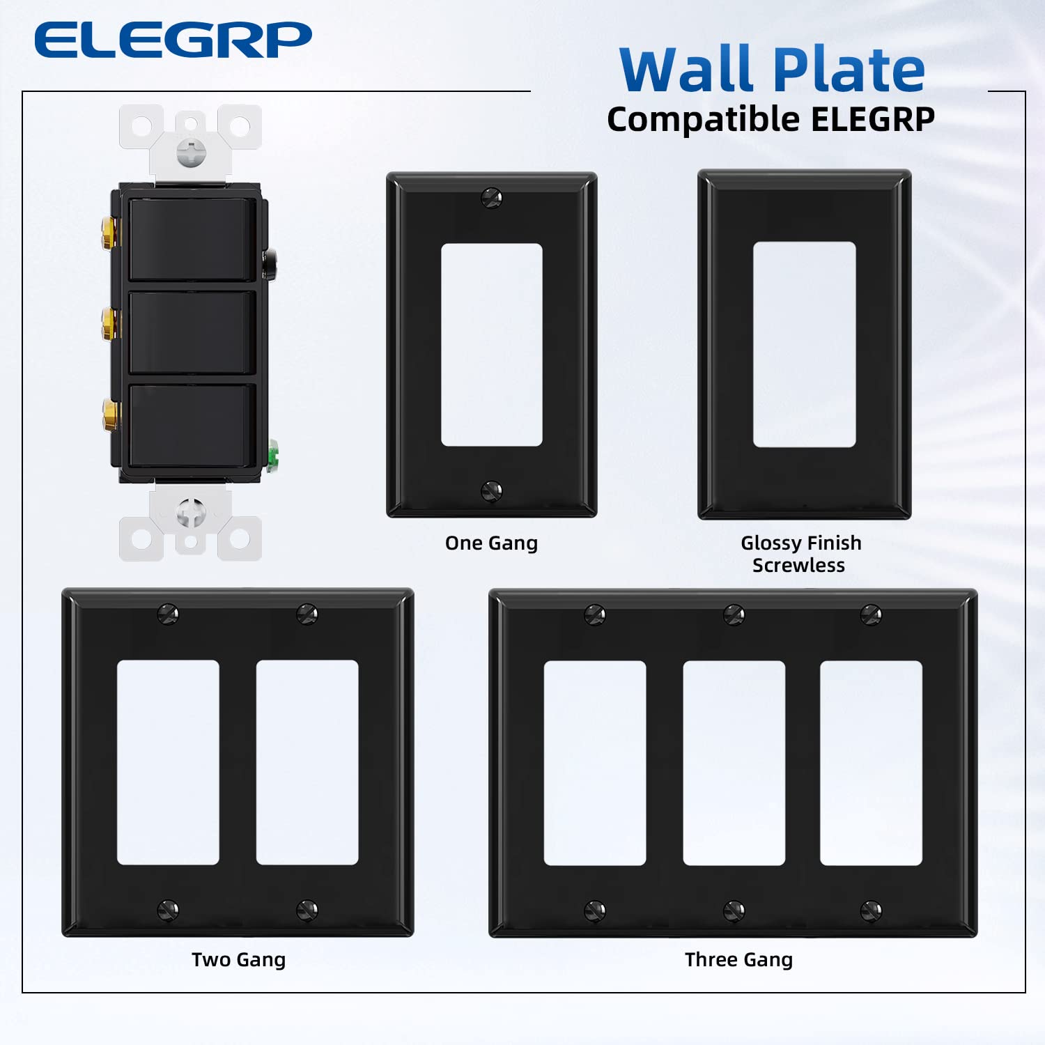 ELEGRP Triple Rocker Light Switch 15A 120V Glossy Black
