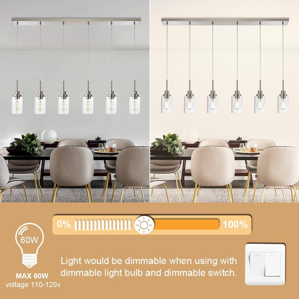 WINSHEN 6-Lights Pendant Kitchen Island Light