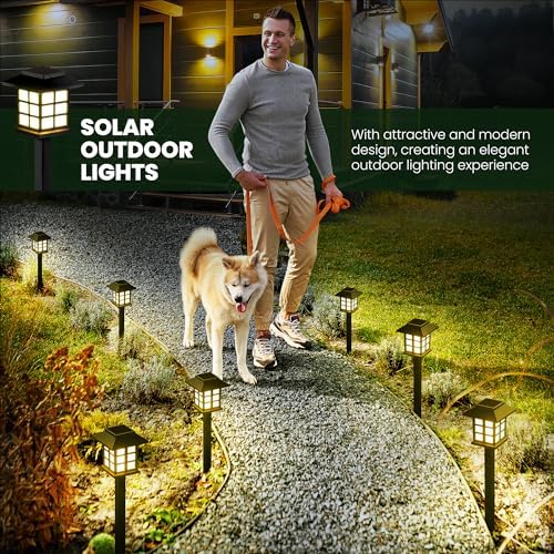 GIGALUMI 12 Pack Solar Path Lights Outdoor