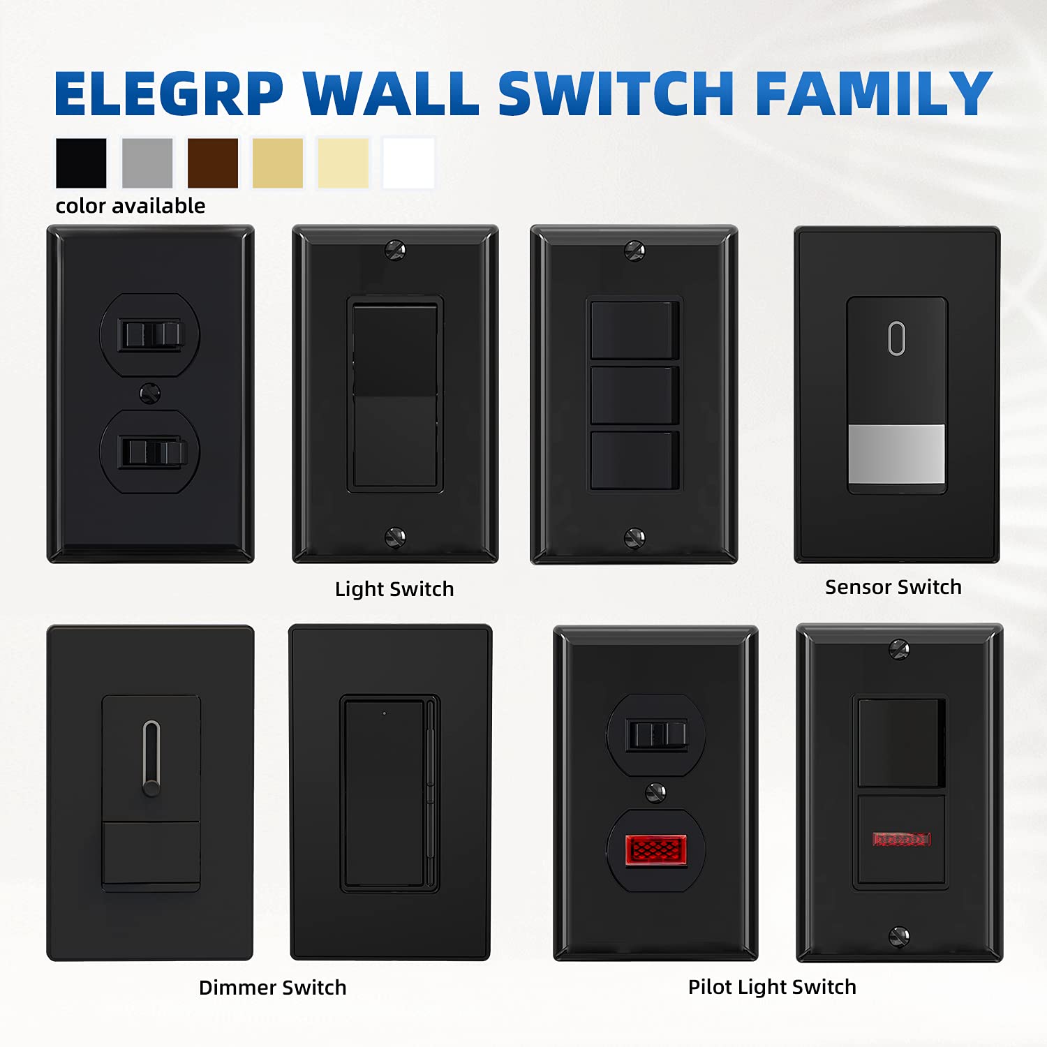 ELEGRP Triple Rocker Light Switch 15A 120V Glossy Black