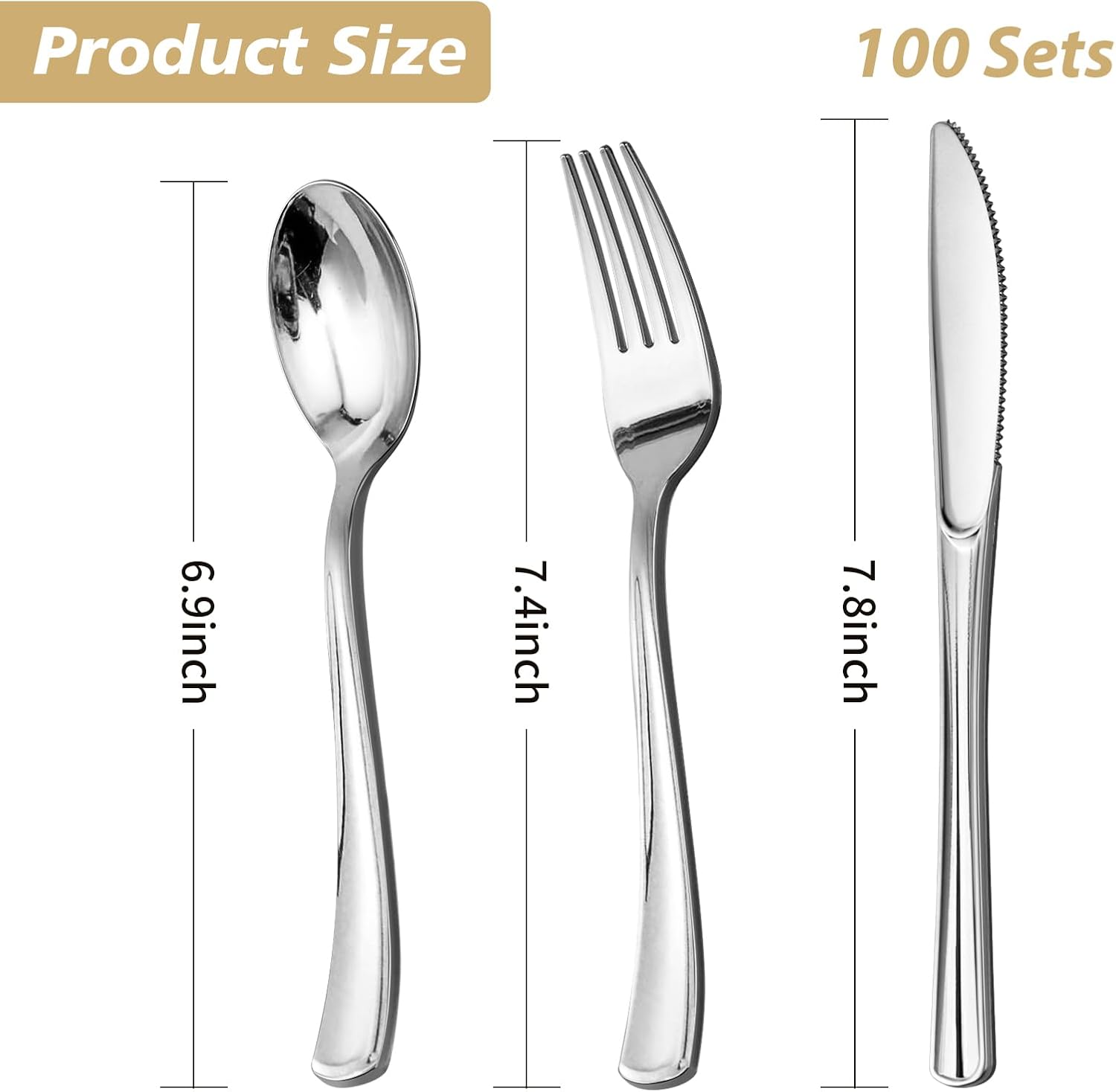 Goodluck 300PCS Silver Plastic Cutlery Set 1