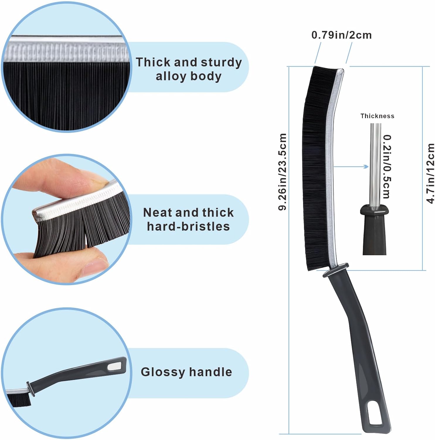2pcs Hard Bristled Crevice Cleaning Brush for Kitchen Bathroom and Automotive Use