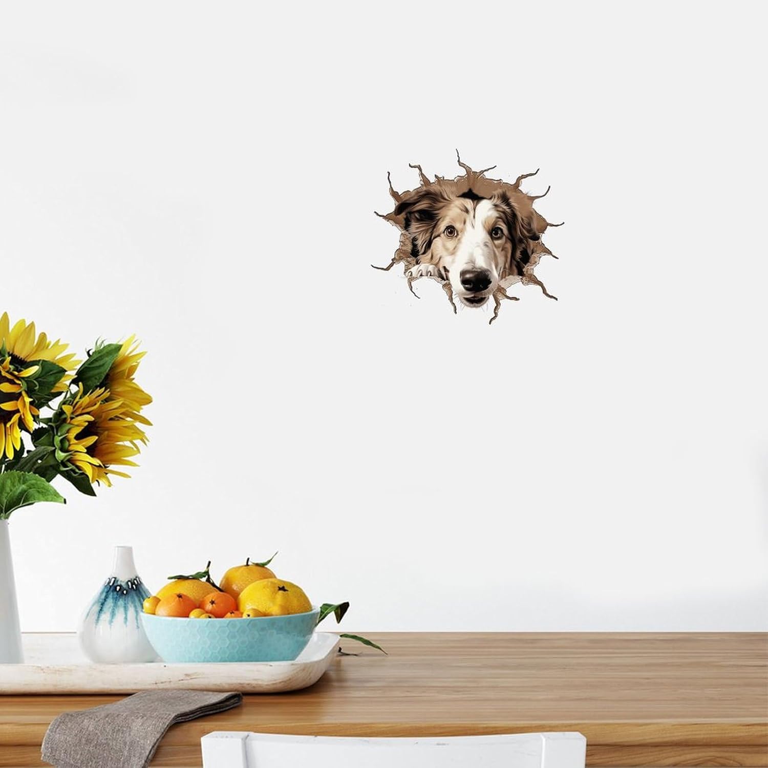 Peeking Borzoi Wall Decal 18x18in Removable
