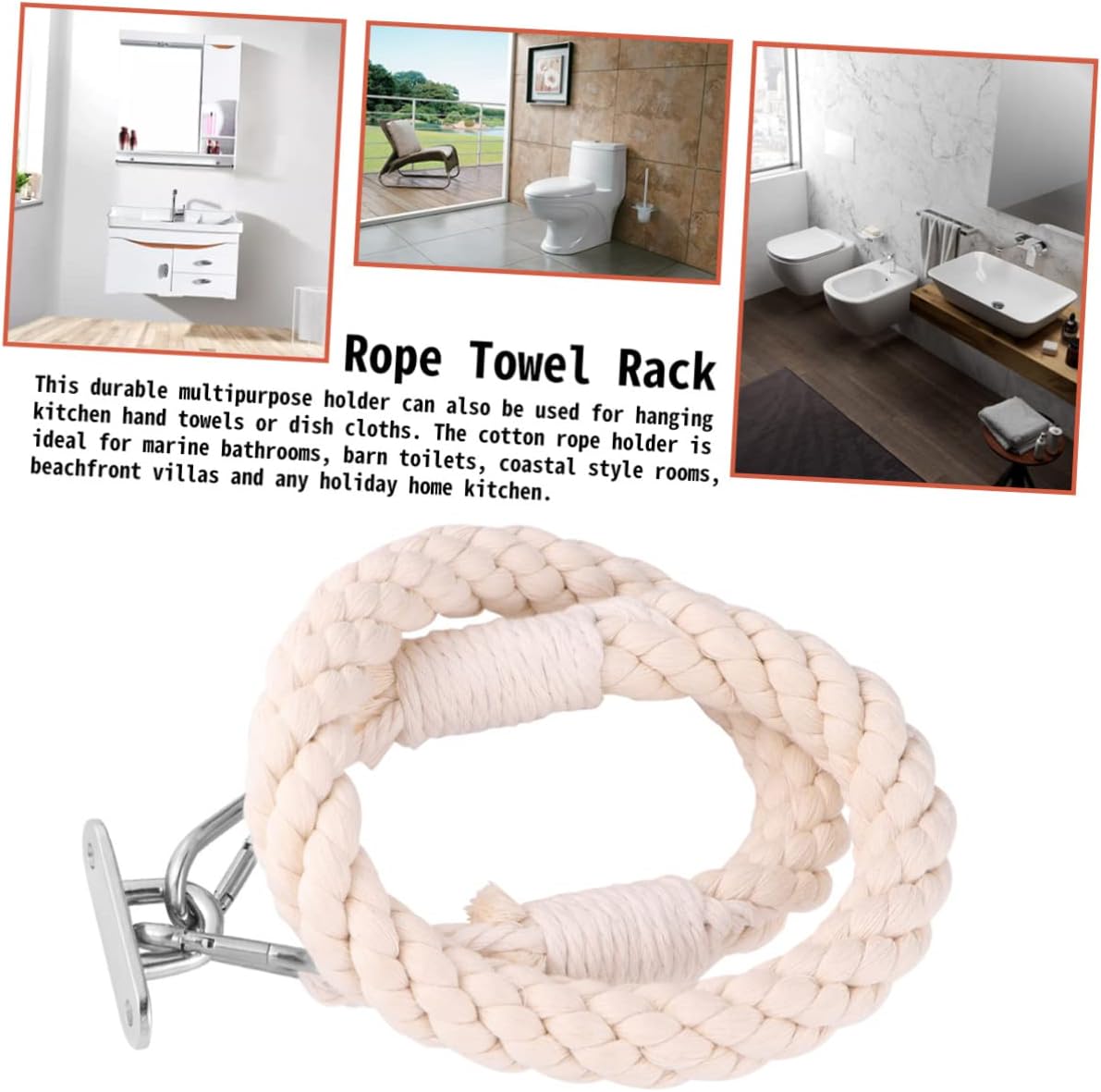 Nautical Rope Towel Holder for Bathroom and Kitchen
