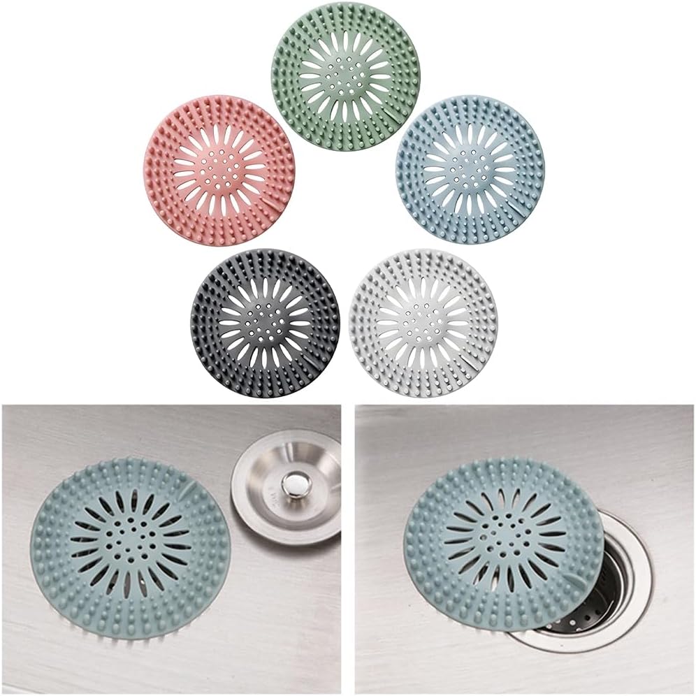 AUKEPO 5PCS Silicone Drain Hair Catcher for Bathtub and Kitchen