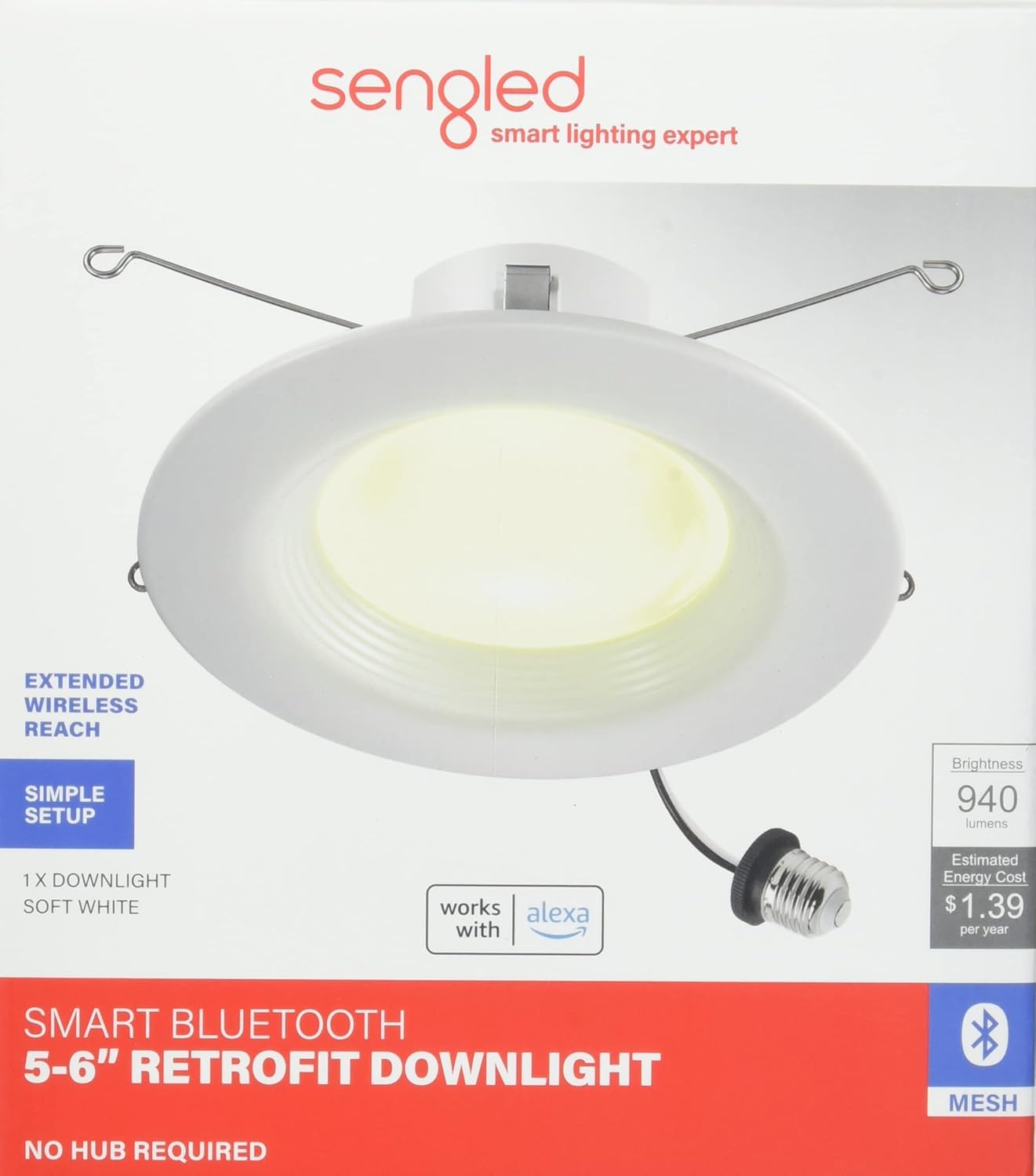 Sengled Smart Recessed Light Auto Pairing with Alexa 1-Pack