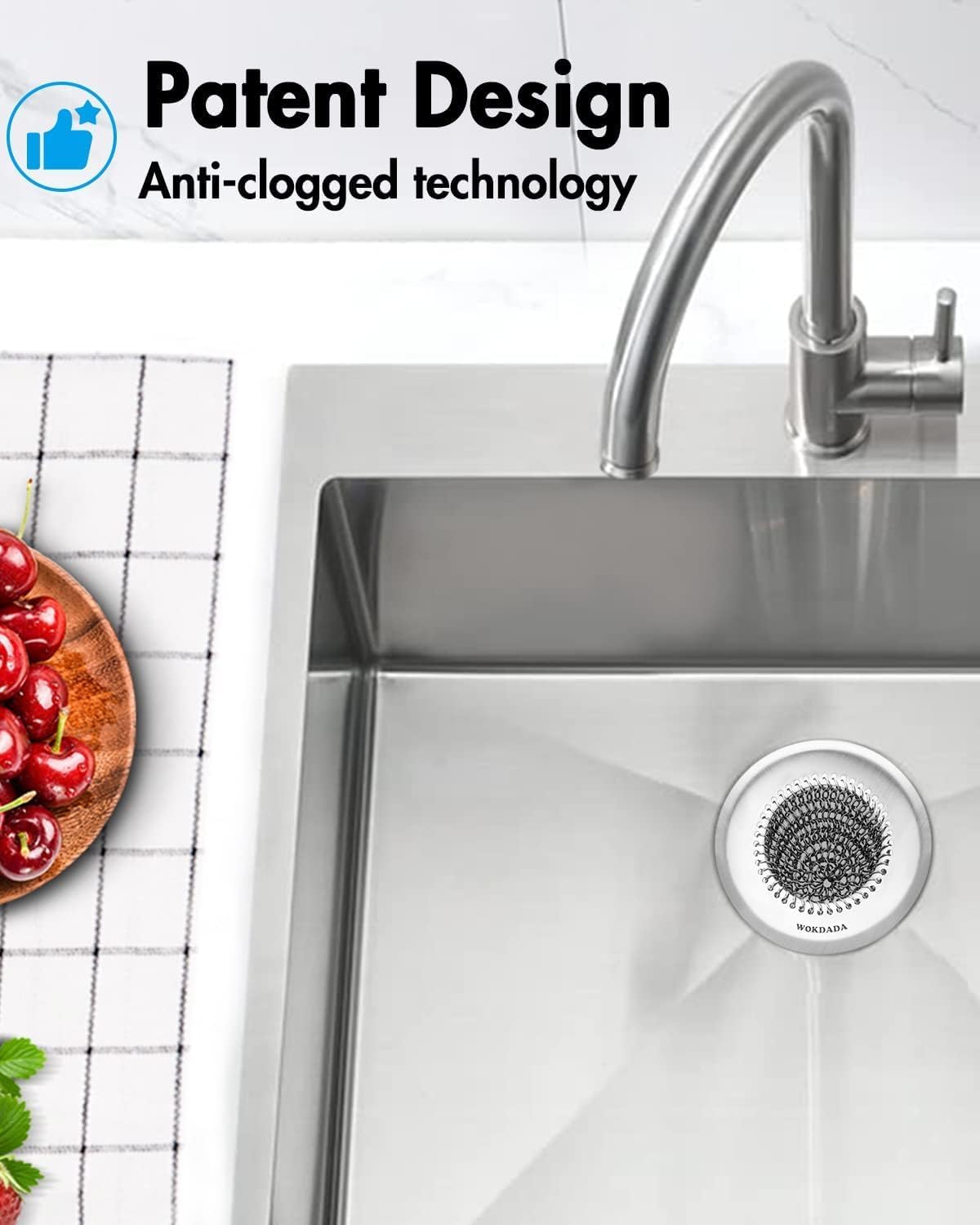 Wokdada Reversible Sink Strainer with 304 Stainless Steel