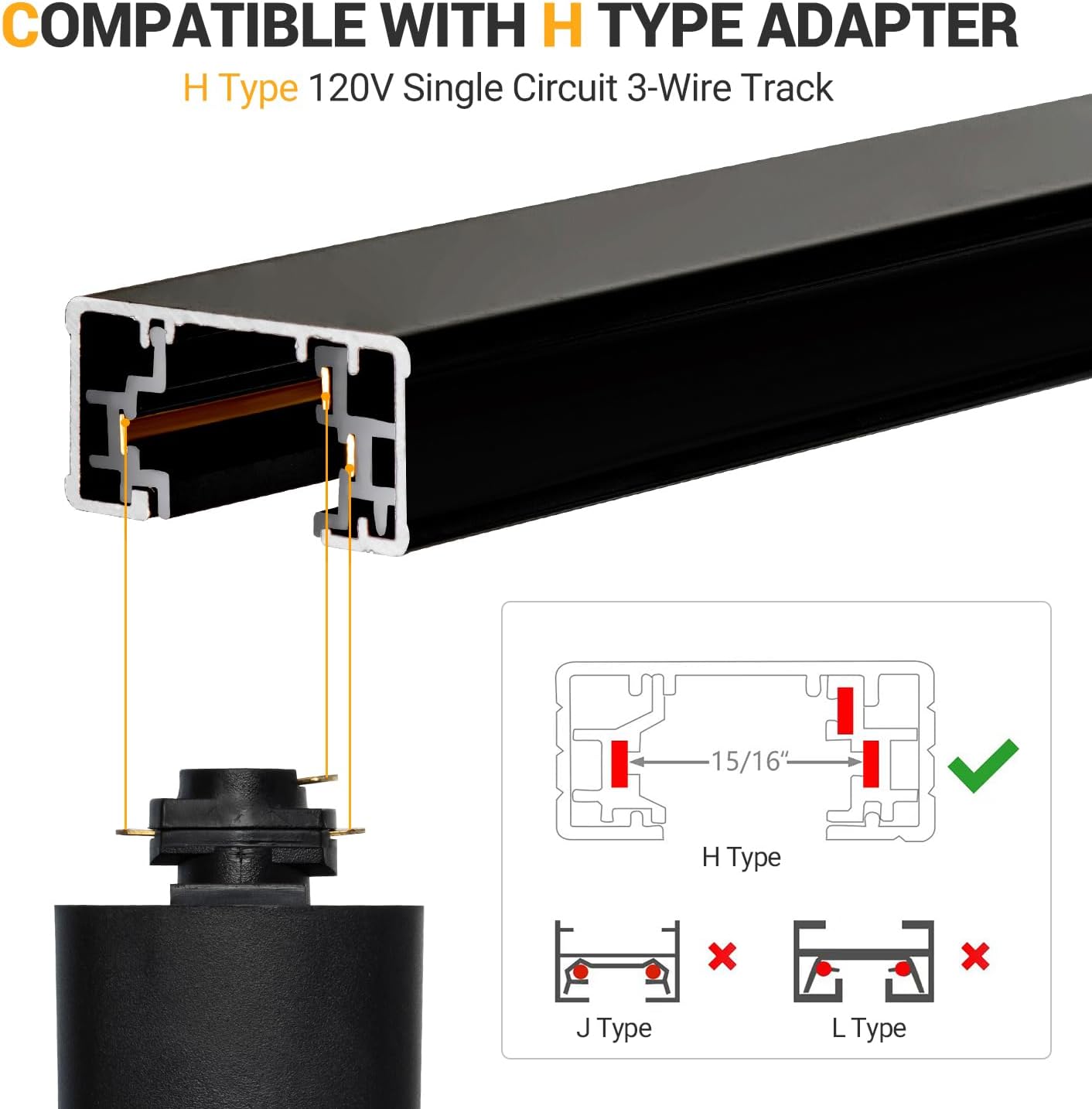 VANoopee 13FT H Track Lighting Rails Kit Black 1